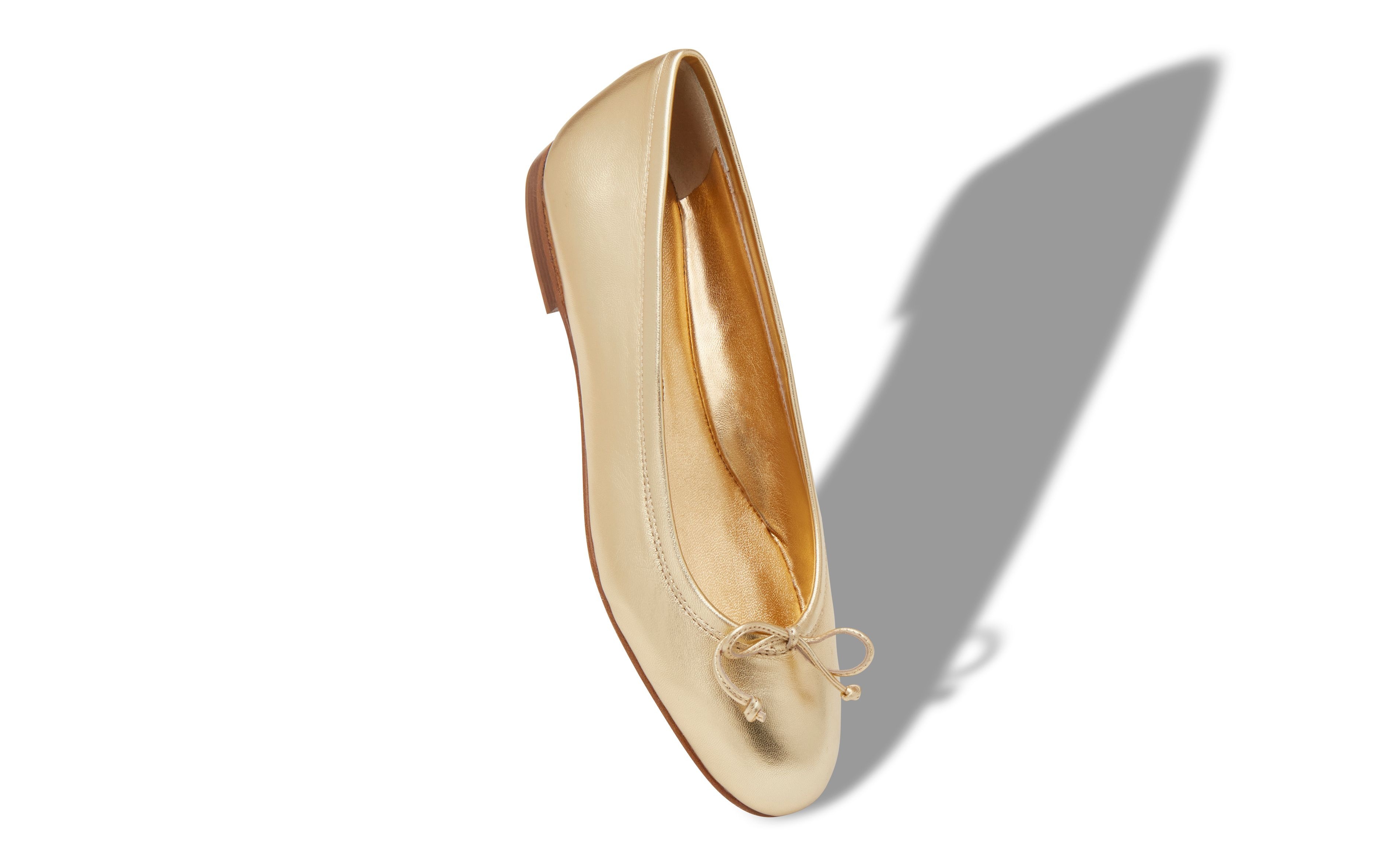 Gold Nappa Leather Ballerina Flats - 2