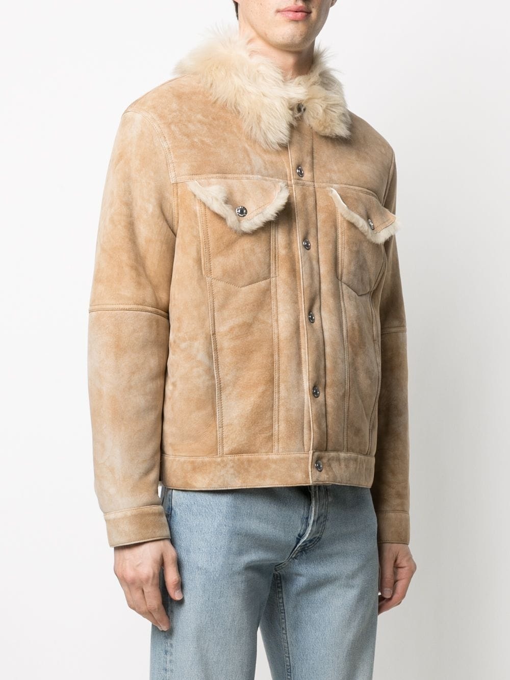 buttoned-up shearling jacket - 4