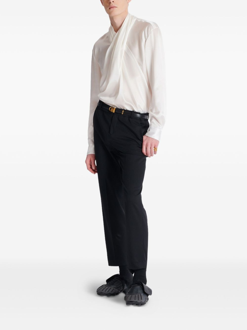 draped silk shirt - 2