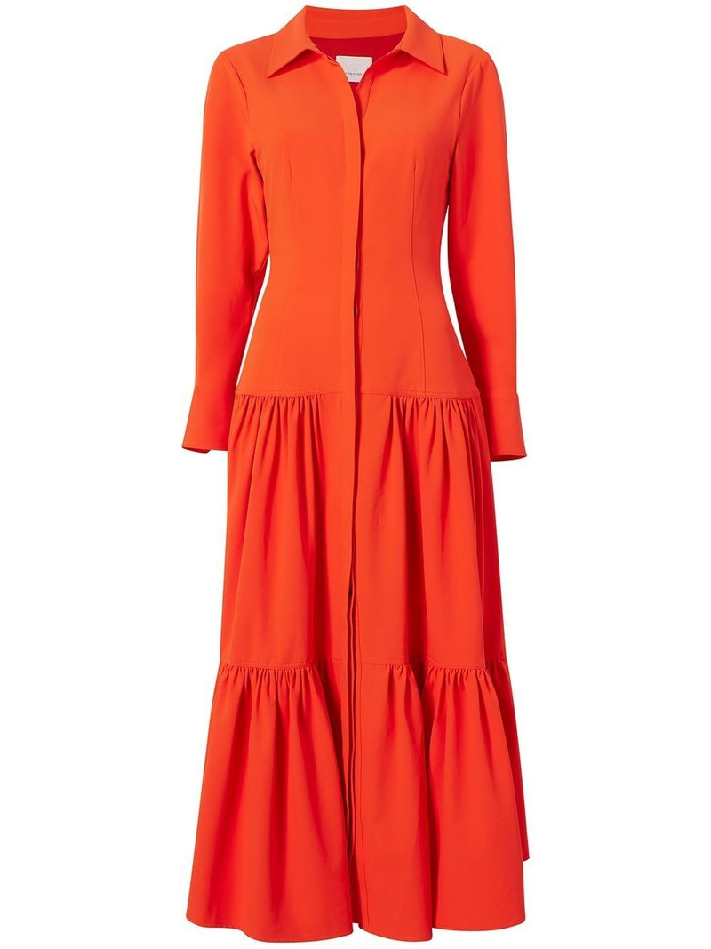 button-up long sleeve tiered dress 1