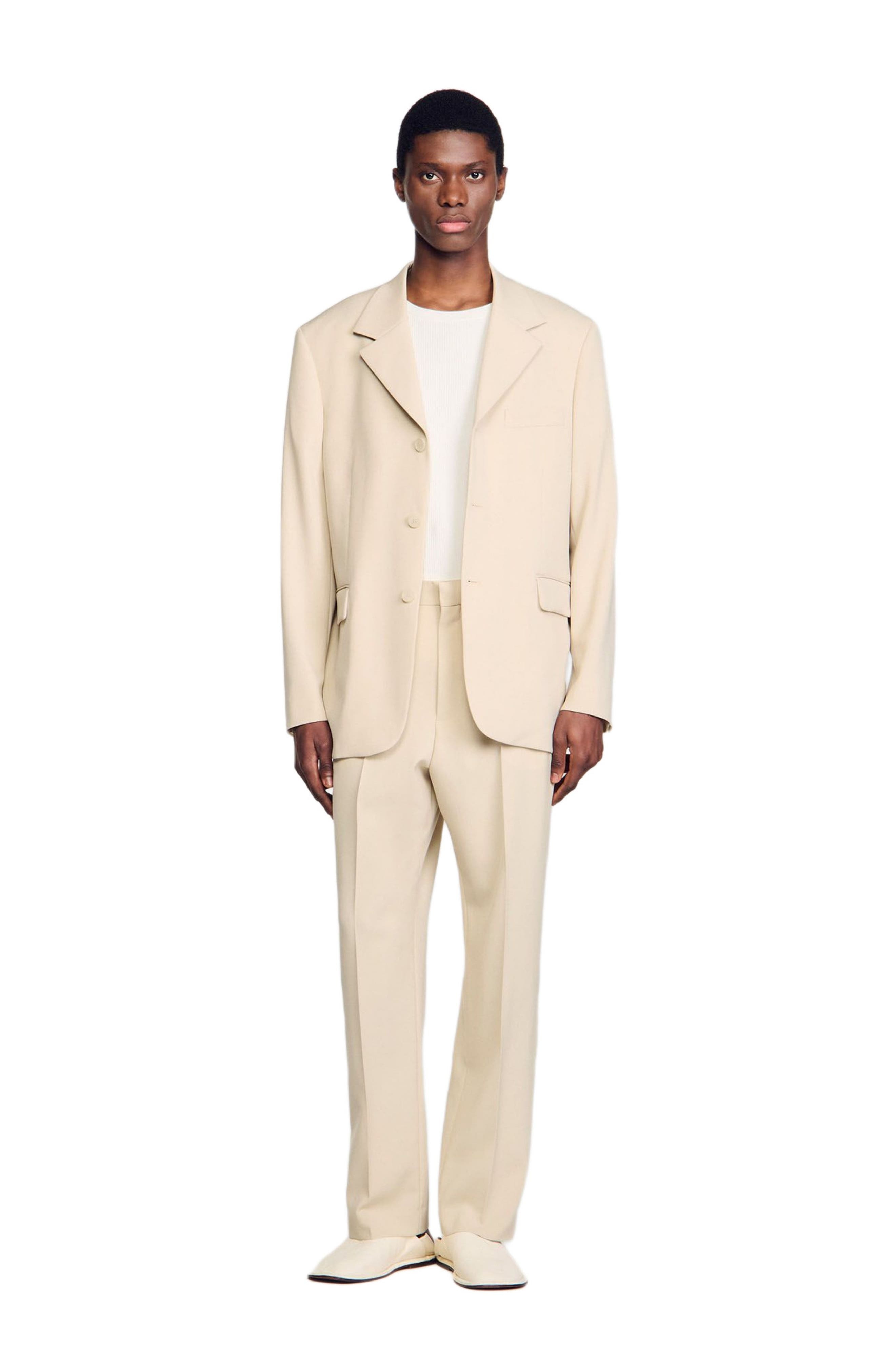 SANDRO Oversized wool suit jacket in Oats at Nordstrom - 1