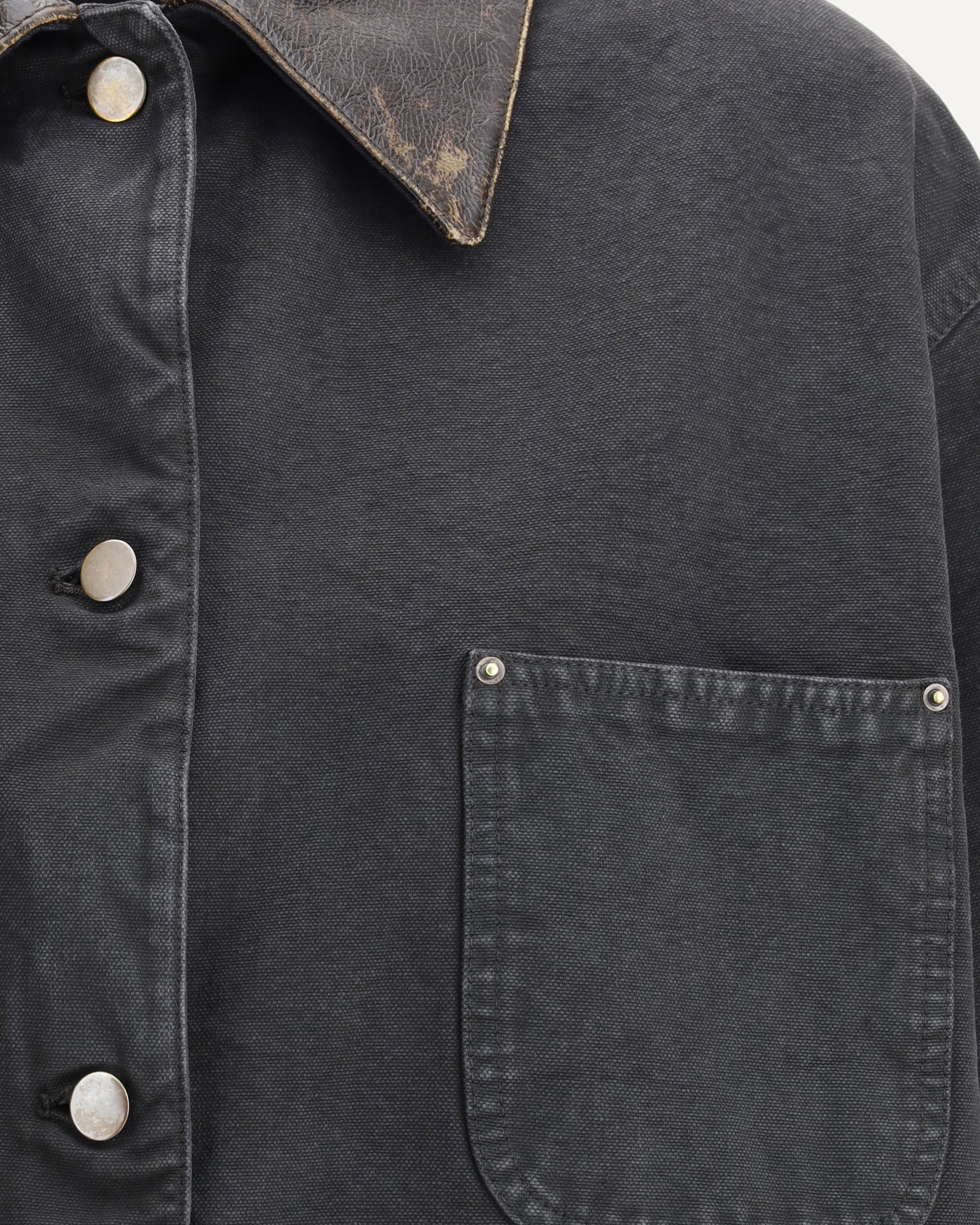 Denim Jacket with leather collar - 3