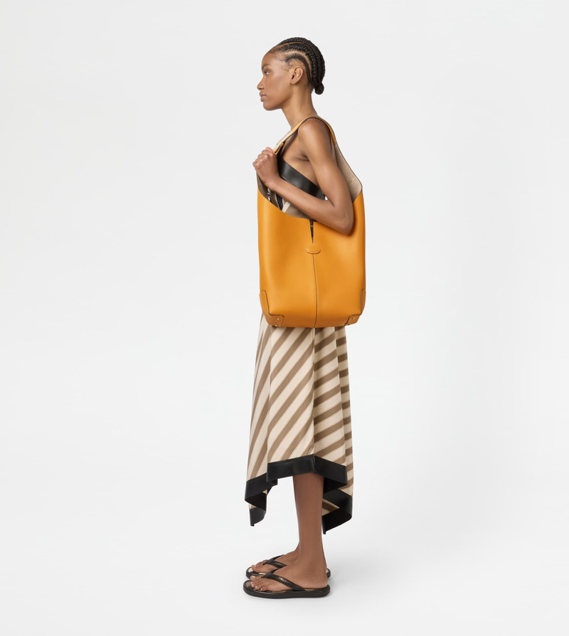 TOD'S DI BAG FOLIO SHOULDER BAG IN LEATHER LARGE - YELLOW 9