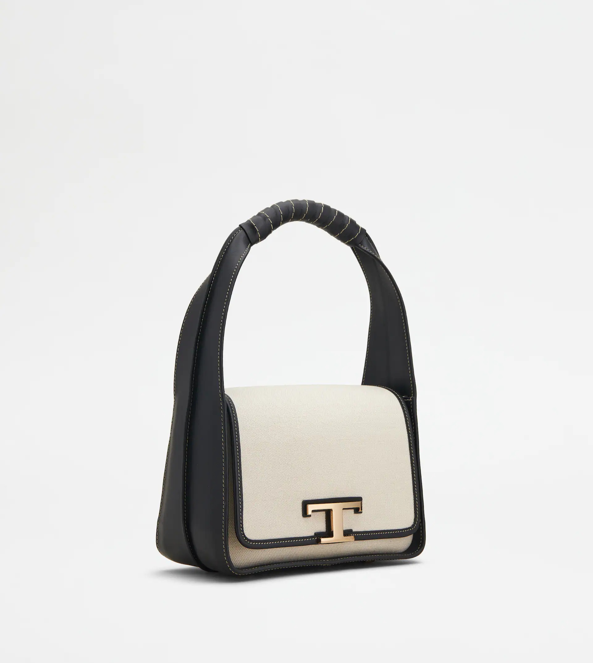 TIMELESS BAG IN LEATHER AND CANVAS MINI - WHITE, BLACK - 3