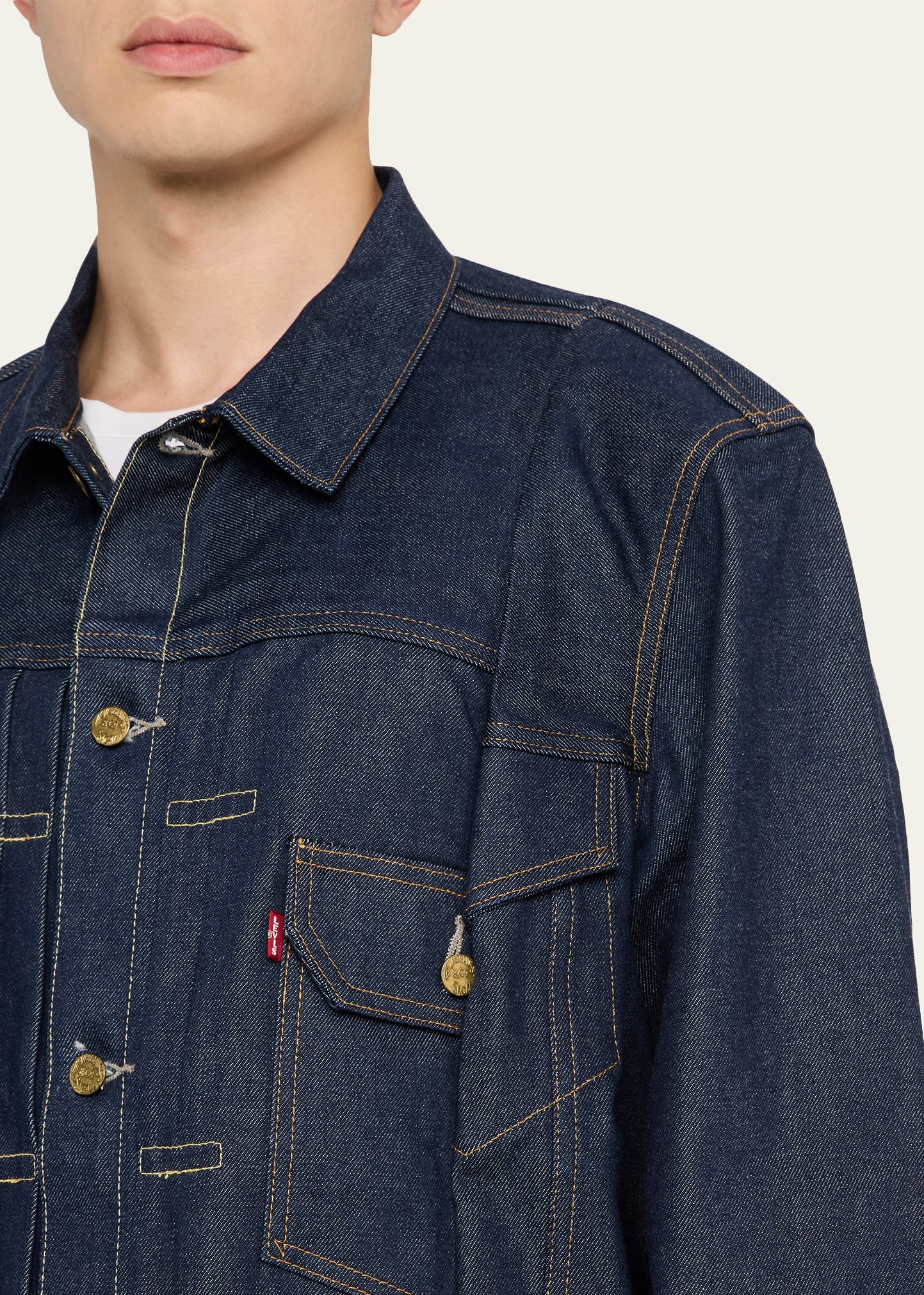 x Levi’s® Men's Dark Wash Denim Trucker Jacket - 5