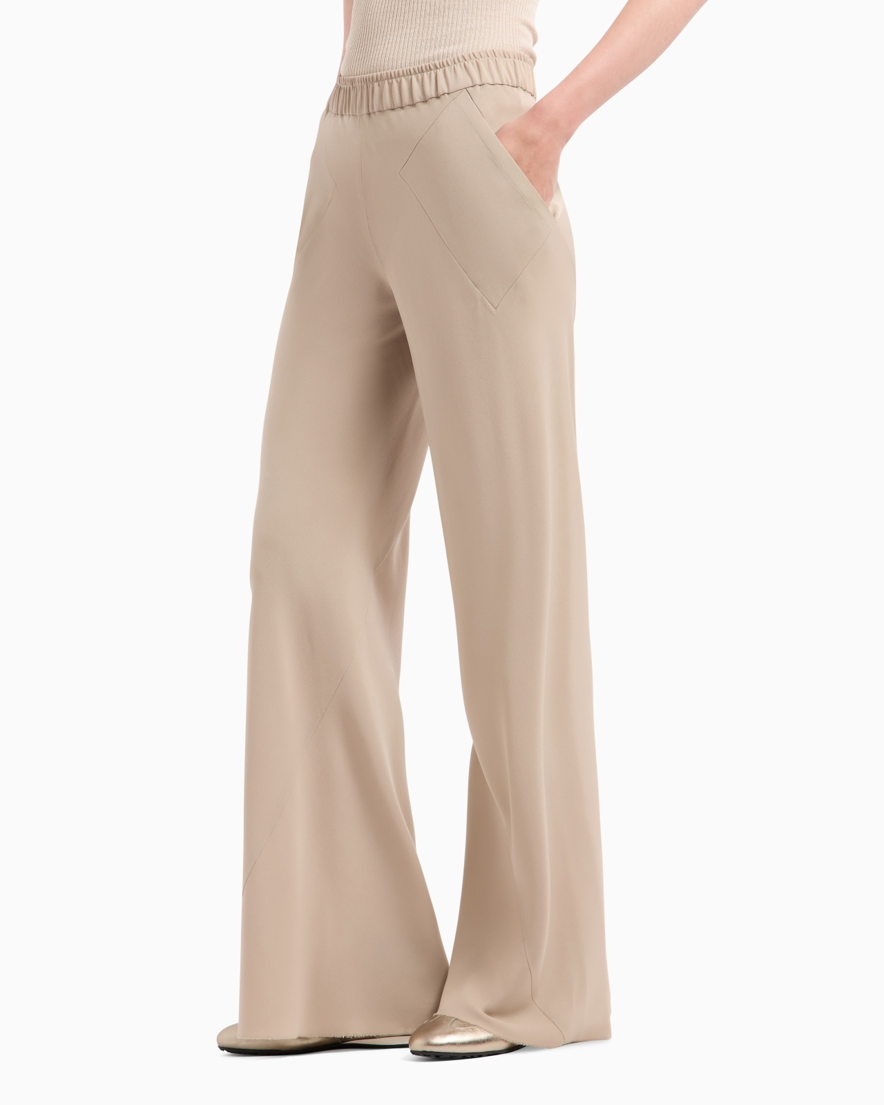 TRIPLE SILK GEORGETTE FLARED TROUSERS - 4