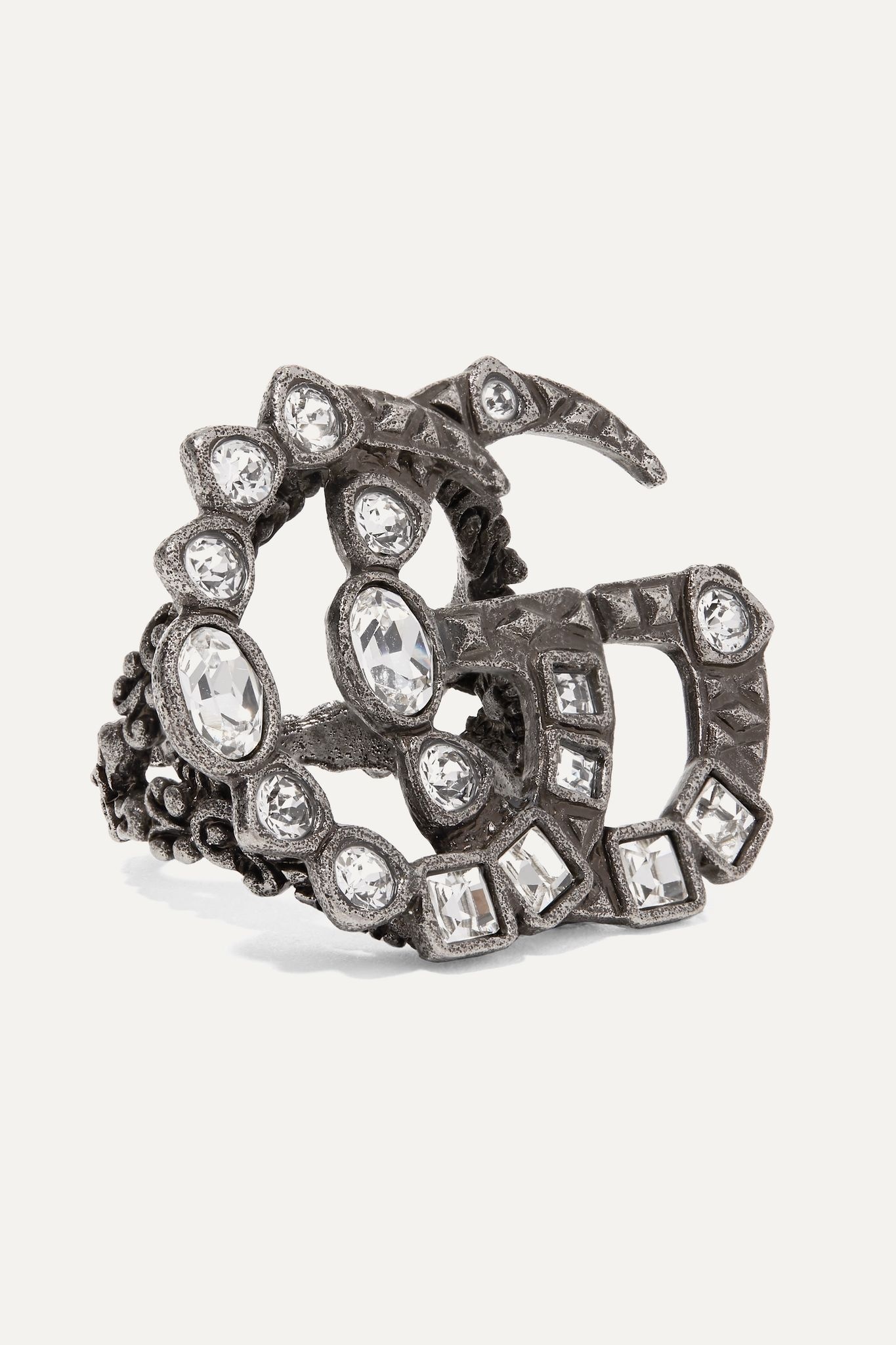 Silver-tone crystal ring - 1