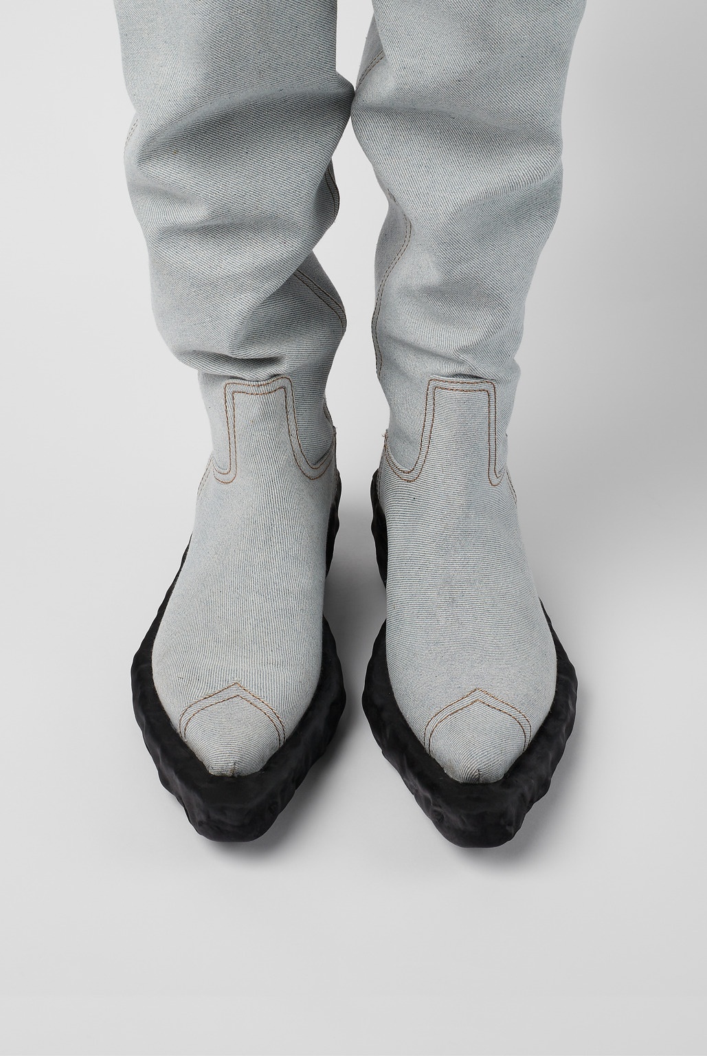 Blue Textile Knee-high Cowboy Boot - 4