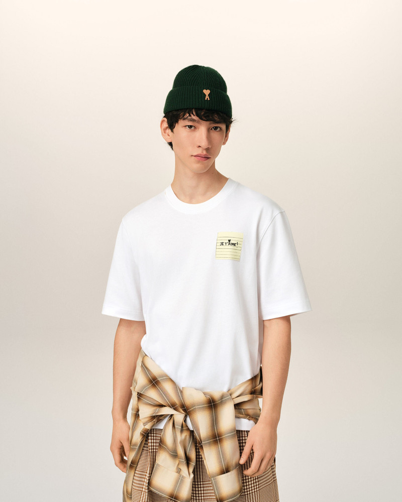 AMI Paris WHITE COTTON POST IT "JE T'AIME" T-SHIRT outlook