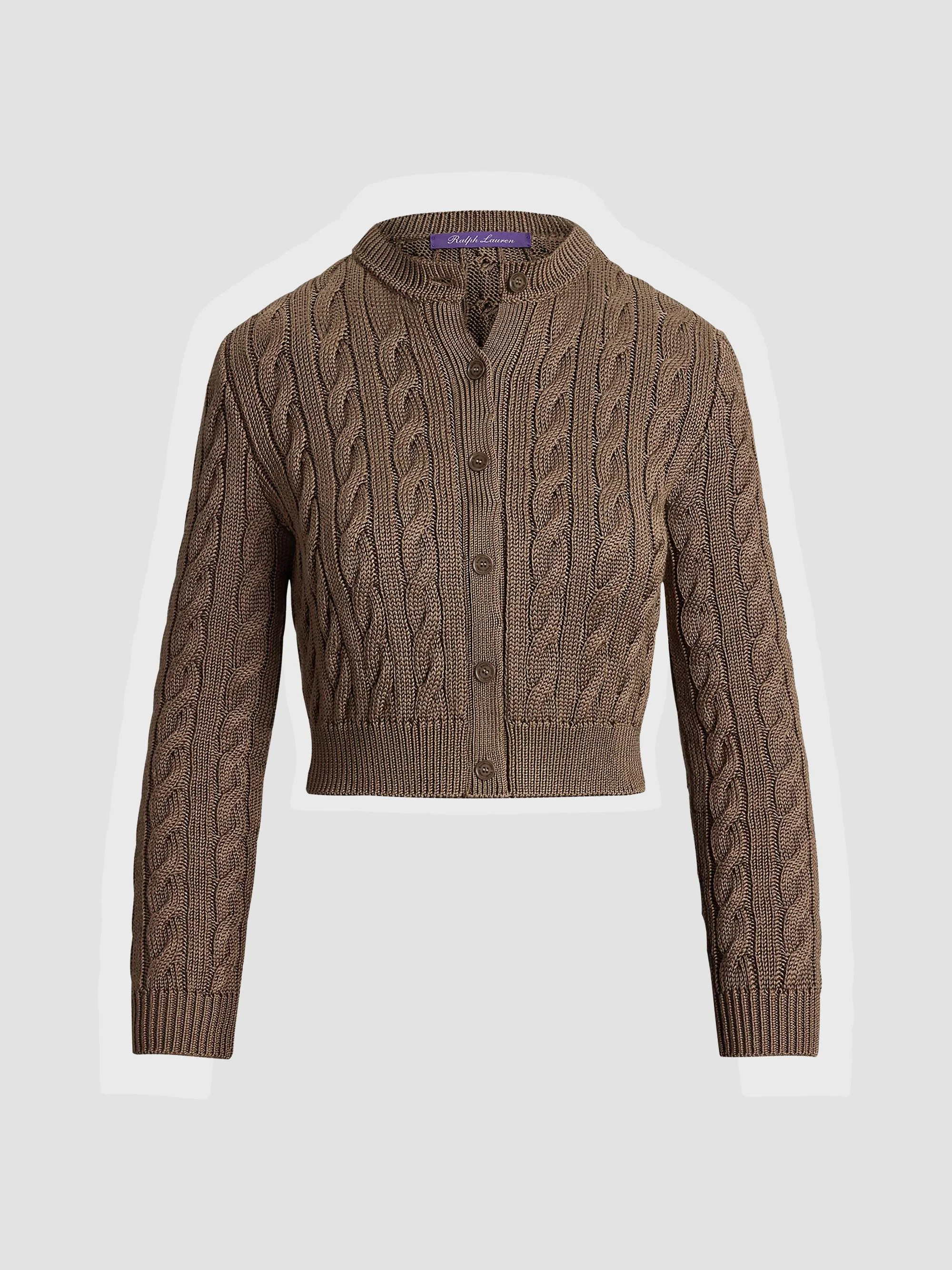 Women's Cable-Knit Cashmere Polo Sweater - Portobello - 1