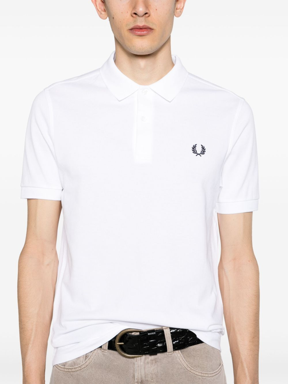 logo-embroidered piqué polo shirt - 5