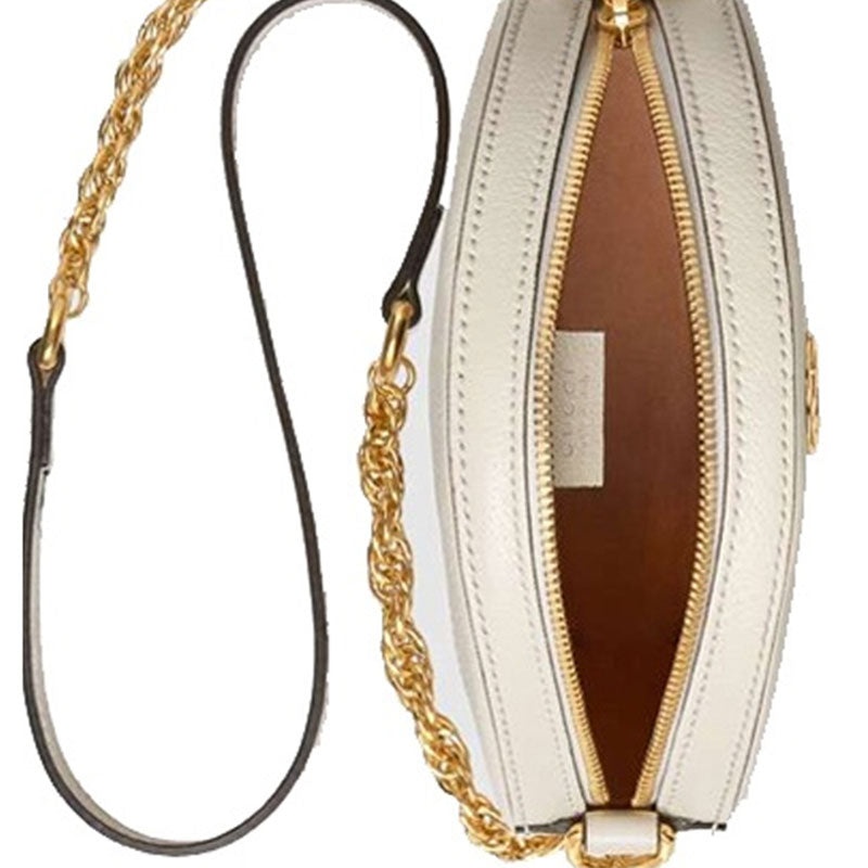 (WMNS) Gucci Ophidia Gold Logo Stripe Webbing Leather Chain Shoulder Messenger Bag Mini White 550618 - 8