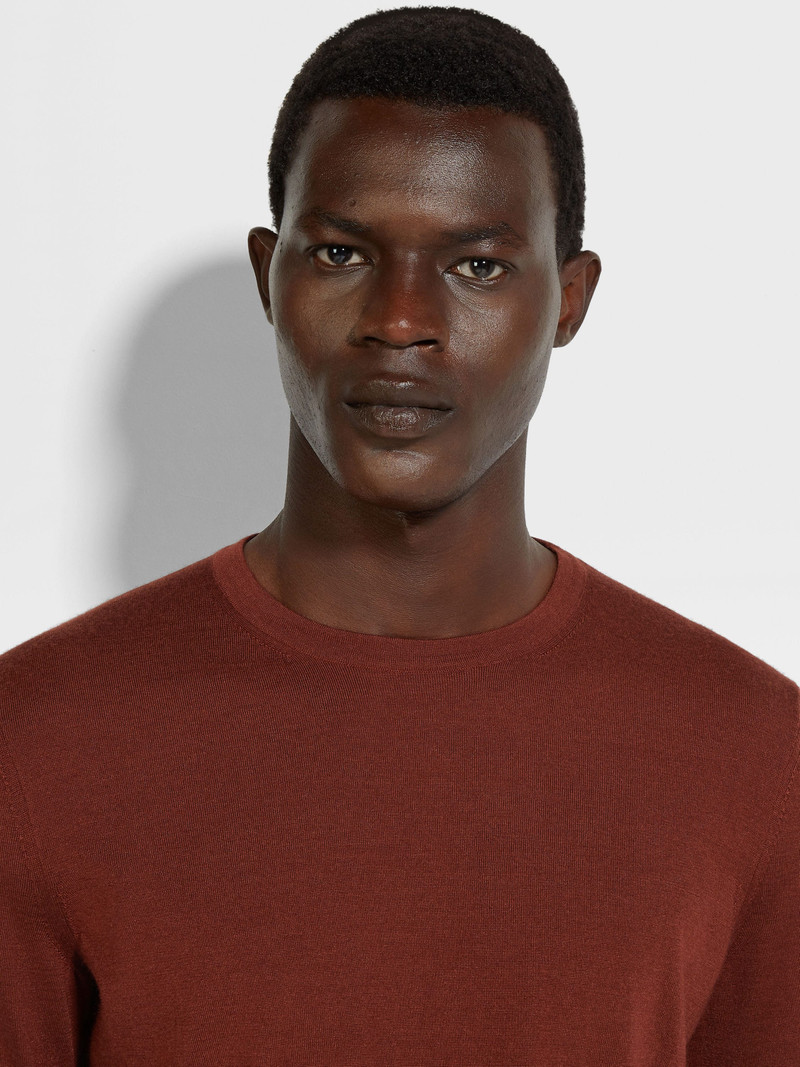 ZEGNA BRICK RED MÉLANGE CASHSETA CREWNECK outlook