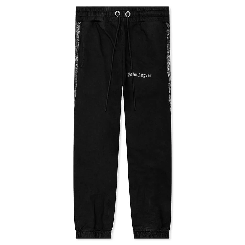 PALM ANGELS PXP SHINY SWEATPANTS - BLACK/SILVER - 1