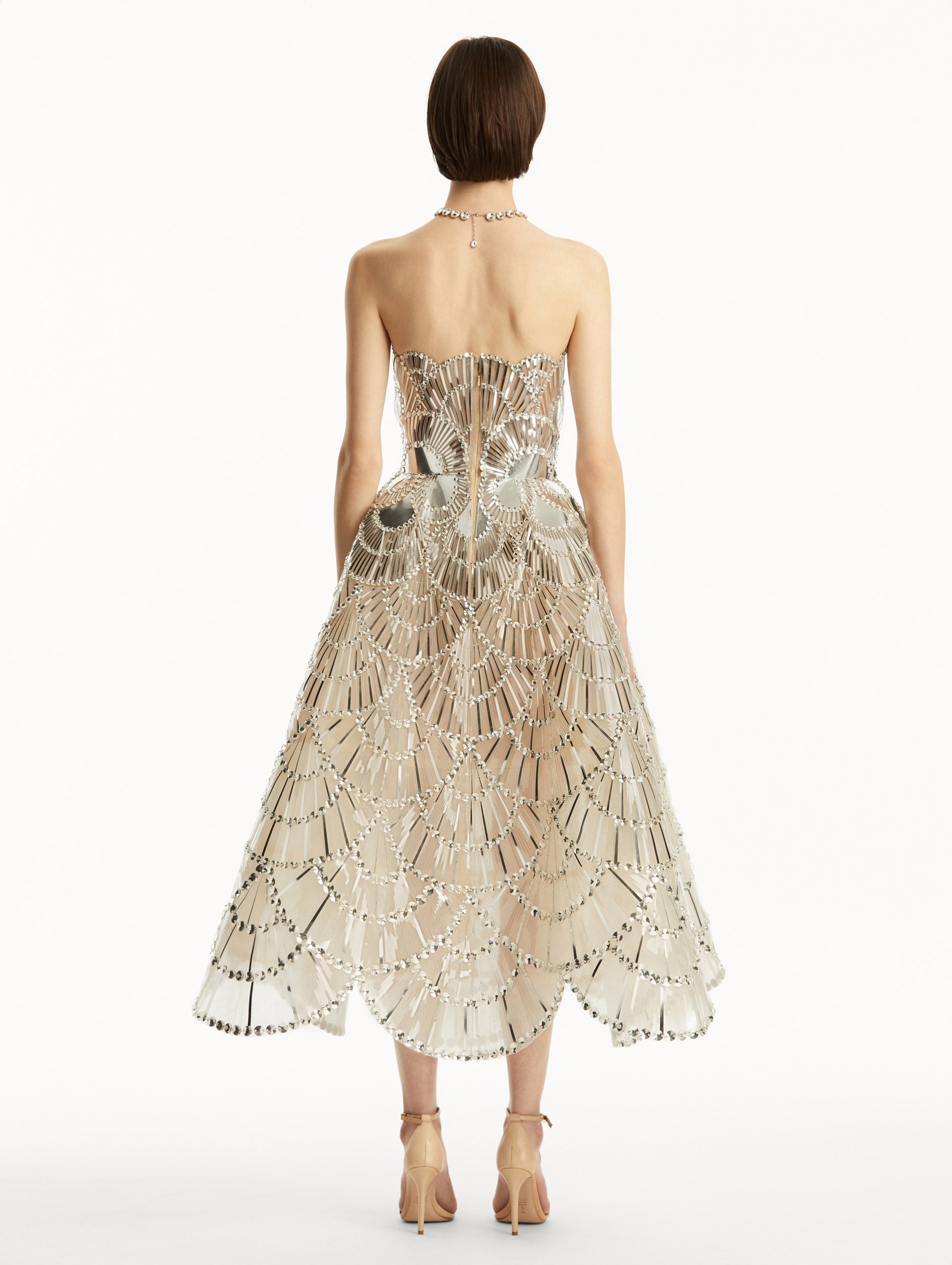 SEQUIN & CRYSTAL SCALLOP EMBROIDERED GOWN - 3
