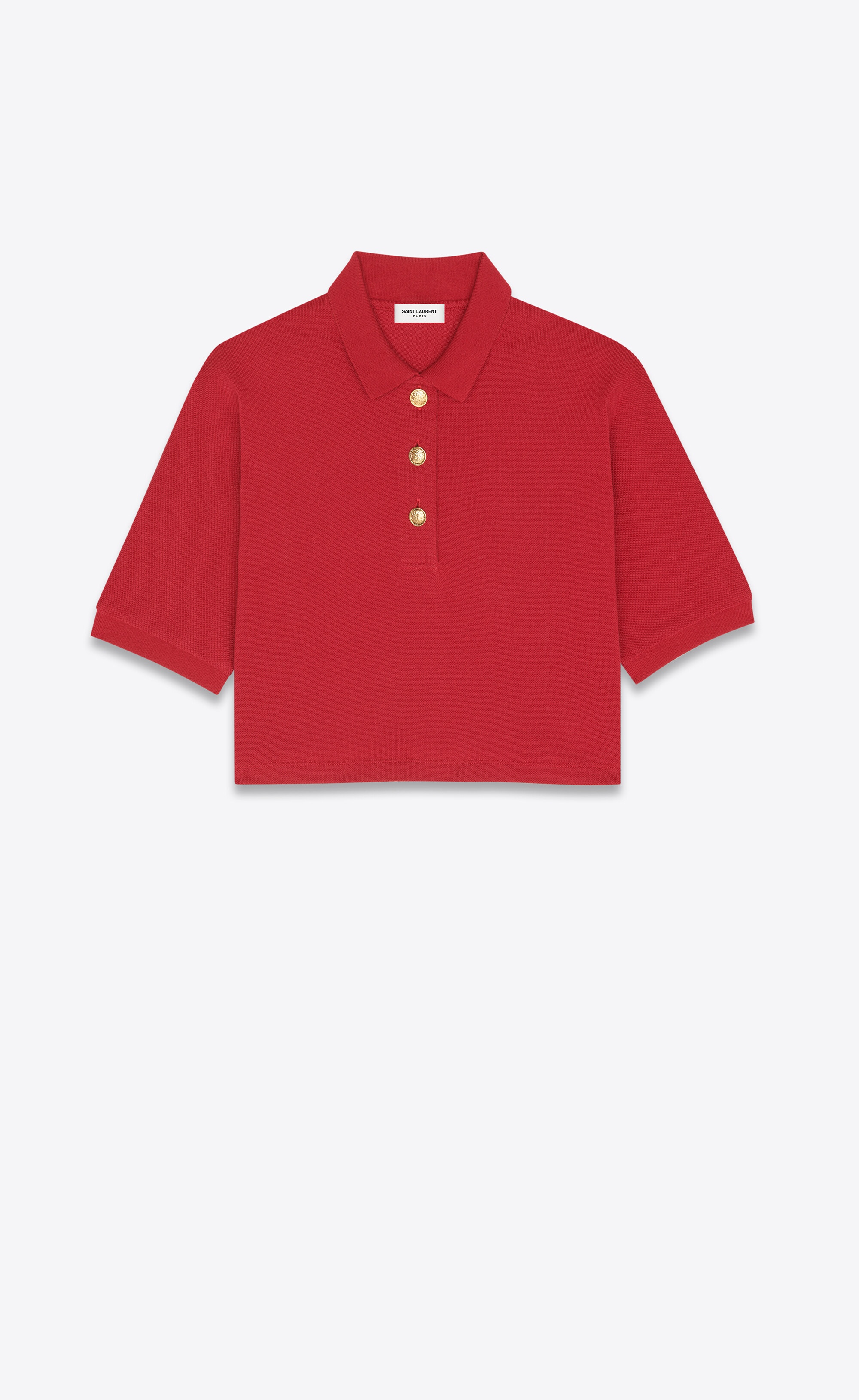 cropped polo shirt in cotton piqué - 1