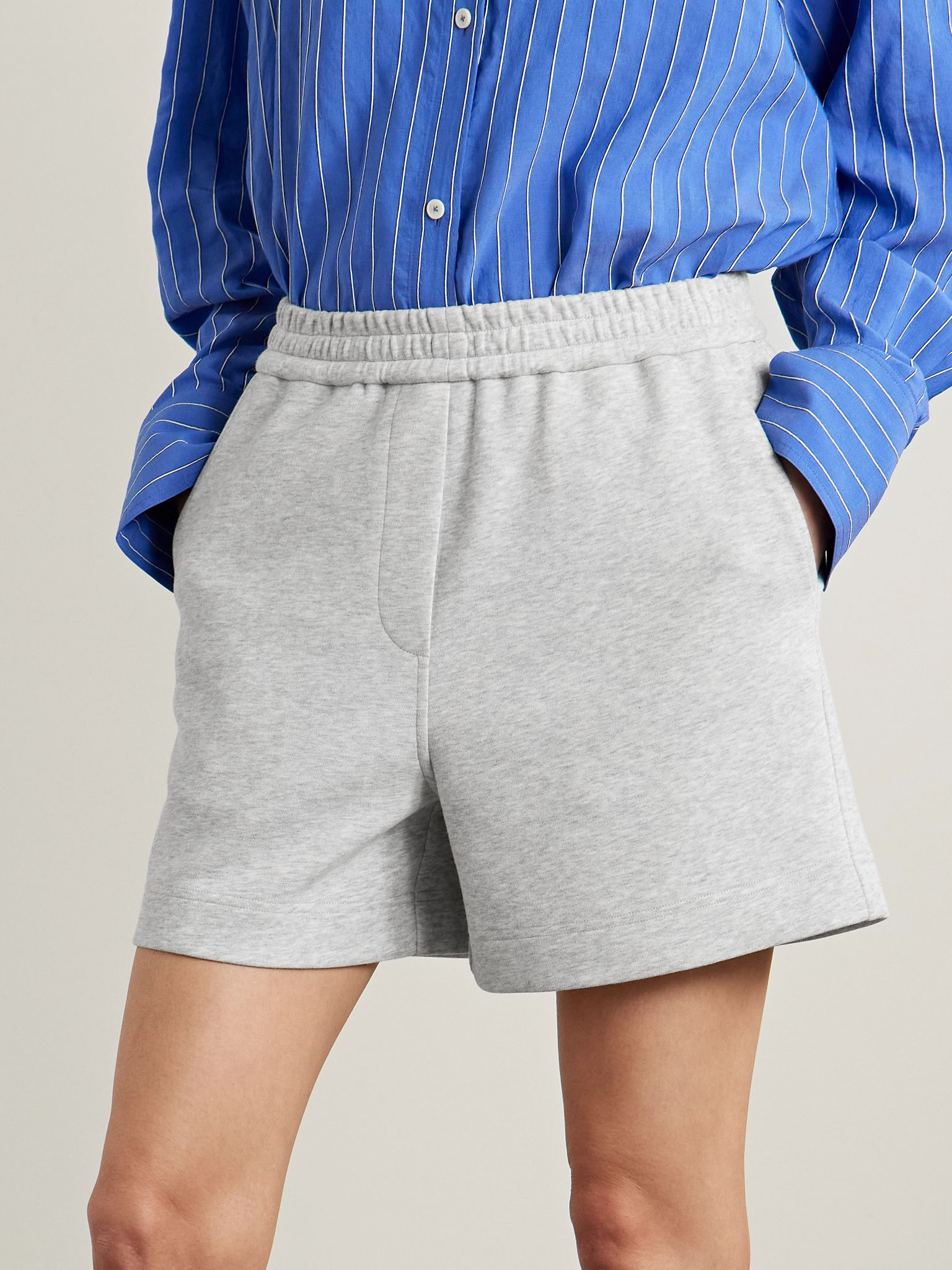 Cotton and TENCEL™-blend jersey shorts Gray - 3