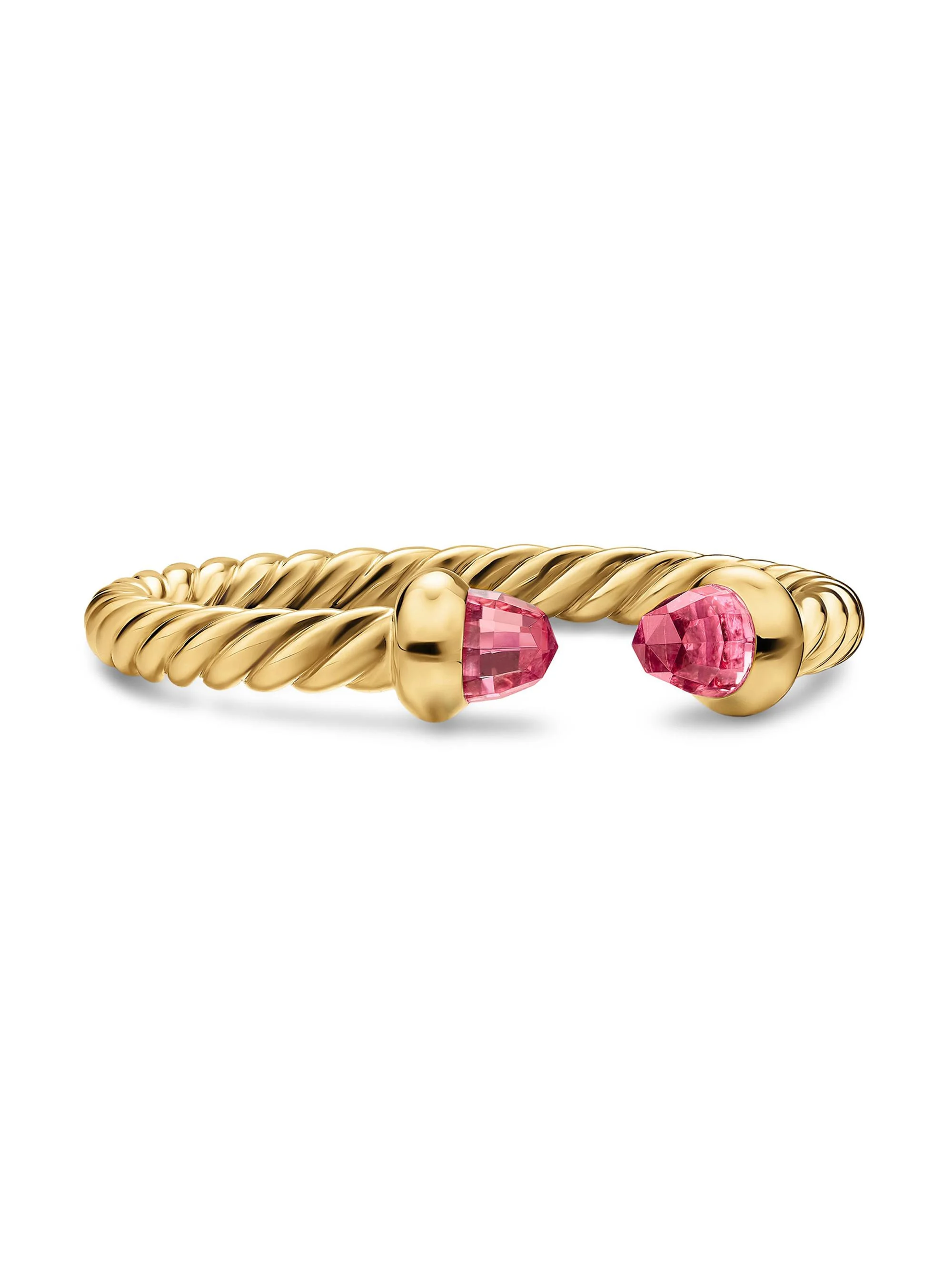 Women's Micro Cablespira Flex Open Ring in 18K Yellow Gold - Pink Tourmaline - 1