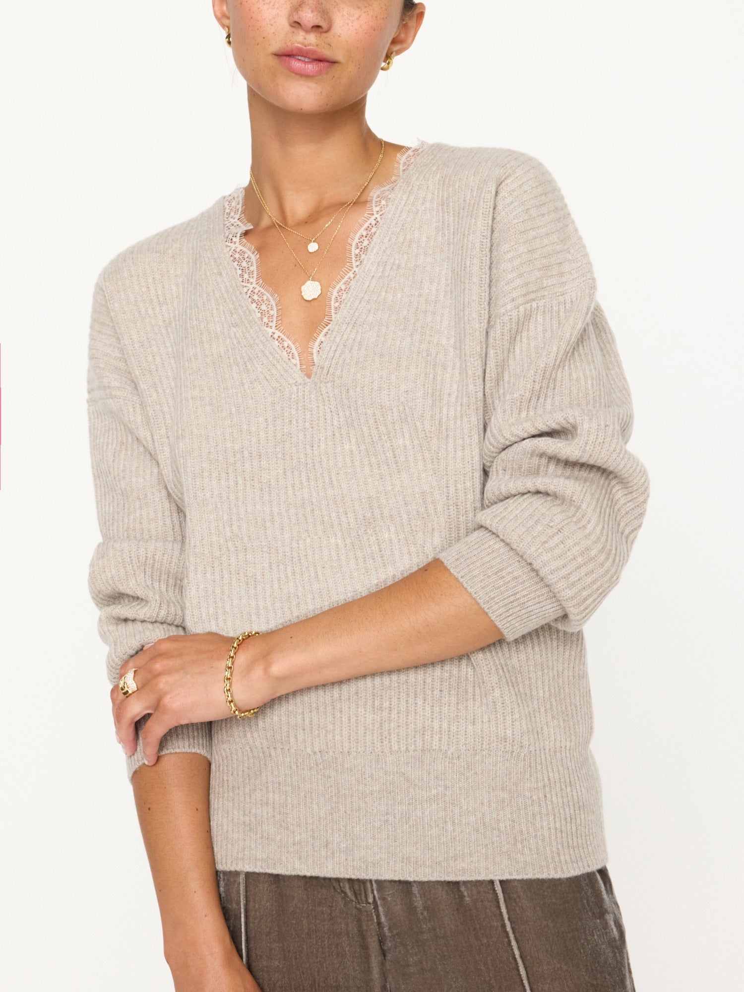 The Ava Lace V Neck Sweater - 3