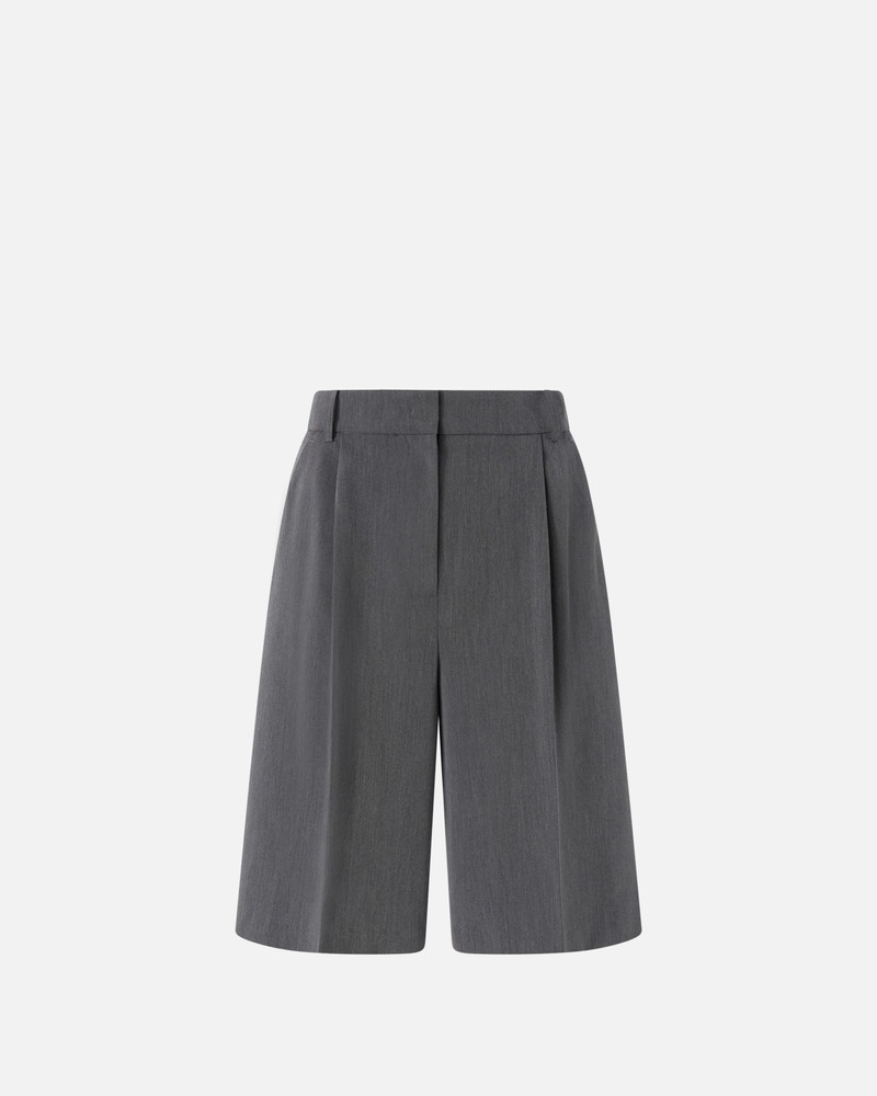 GREY BERMUDA SHORTS IN FRESH WOOL WITH TAILORED PLEATS 1