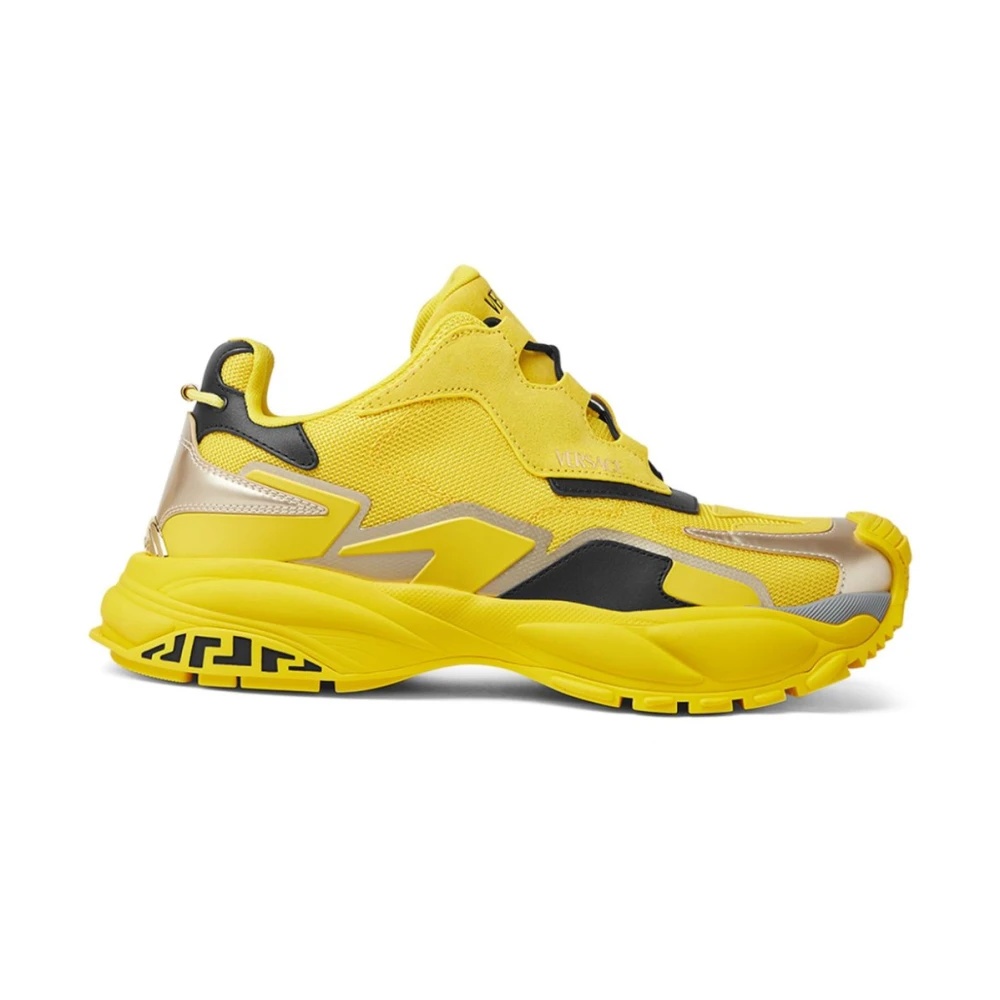 【関税込み】Low Top Sneakers - Versace - Leather - Yellow VERSACE YELLOW SNEAKERS DRAWSTRING ROUND TOE | miinto