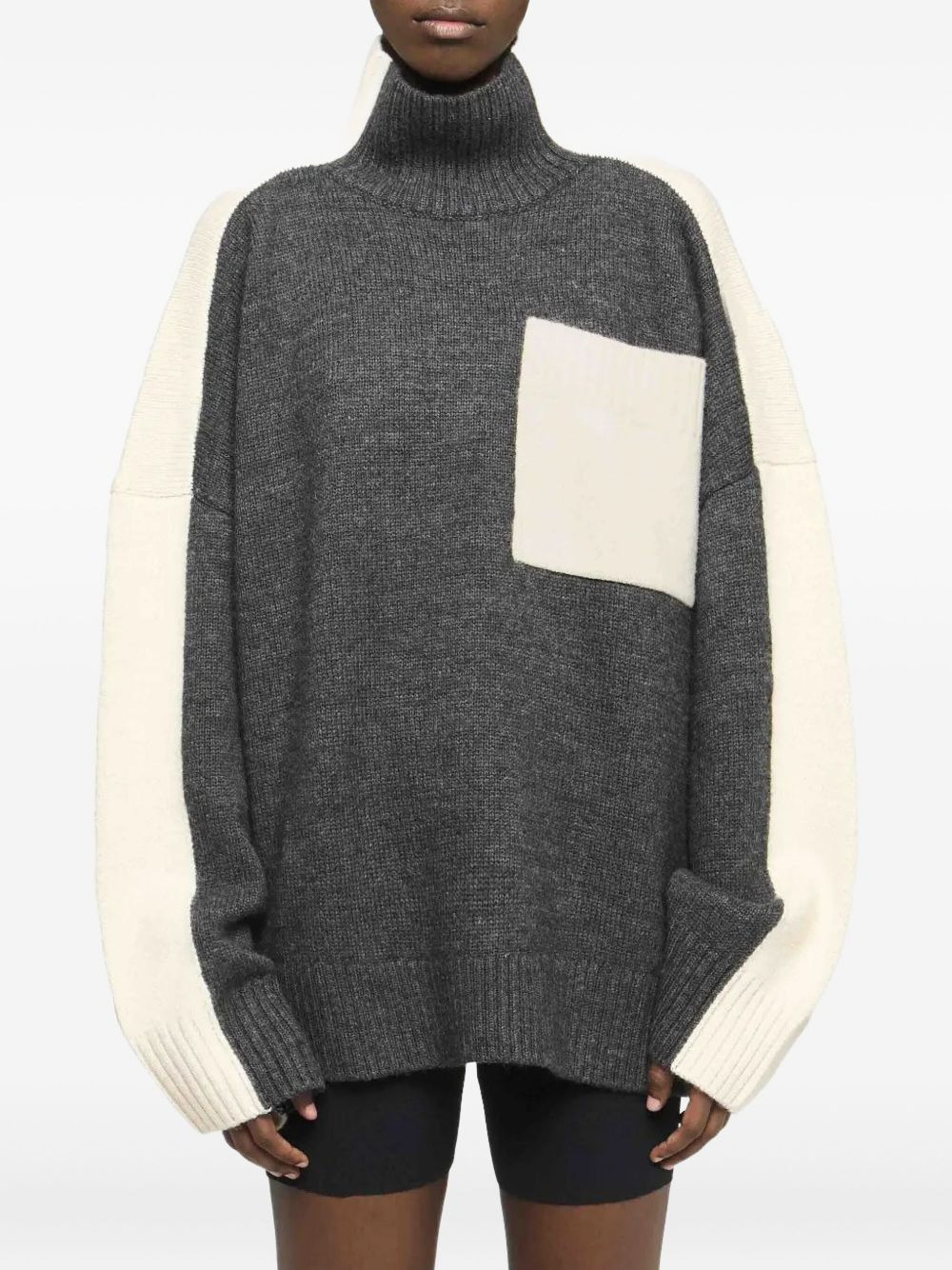 panelled high-neck sweater - 3