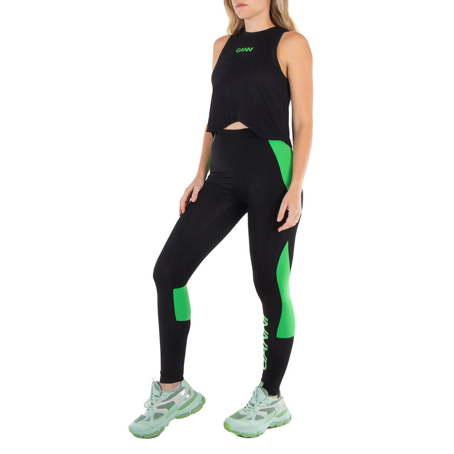 Ganni Black Active Logo Mesh Top - 4