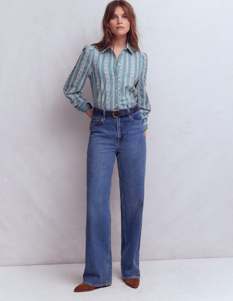 Cara Denim Shirt-Blue Broderie 5