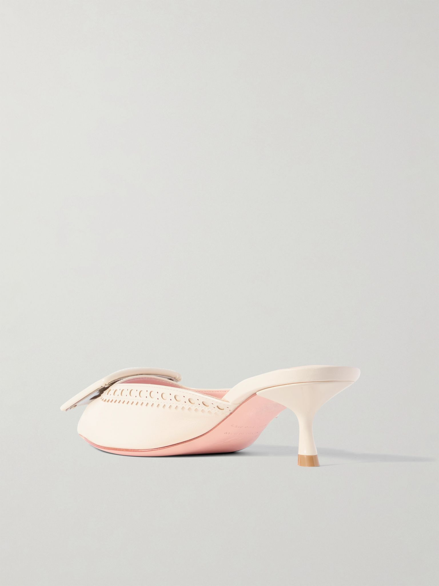Viv In The City 45 buckled perforated leather mules Ivory - 3