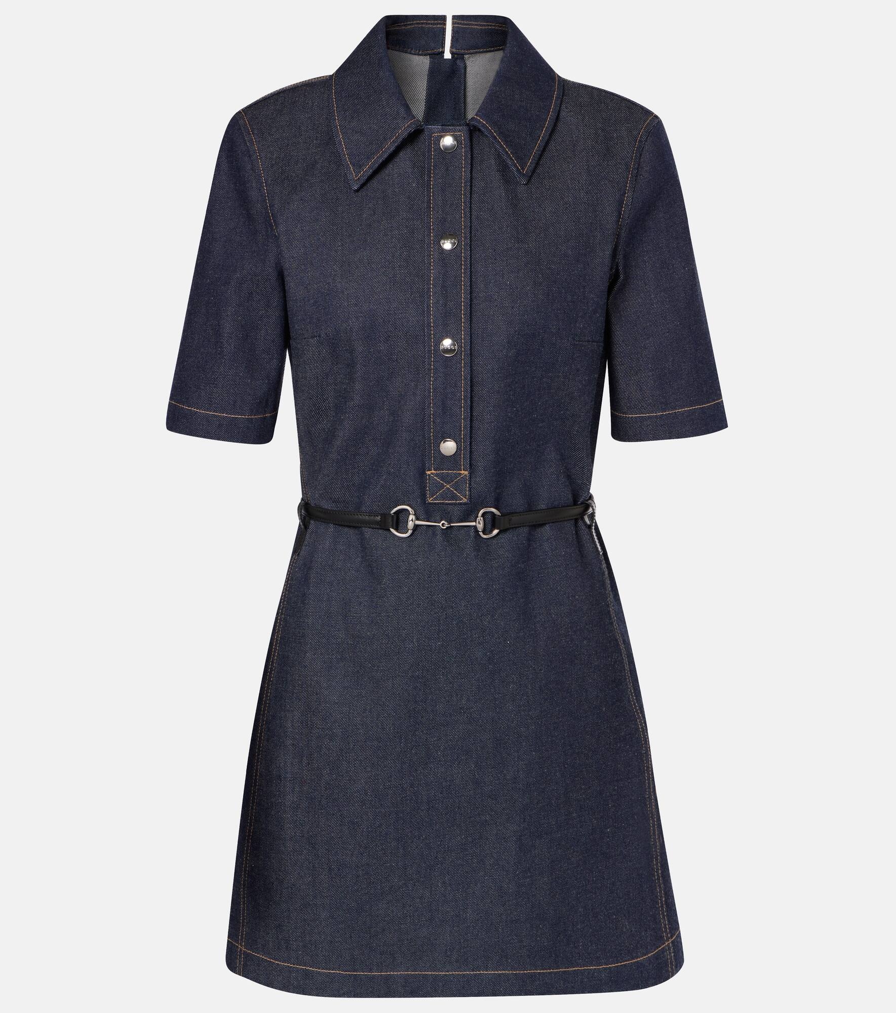 Horsebit belted denim minidress - 1