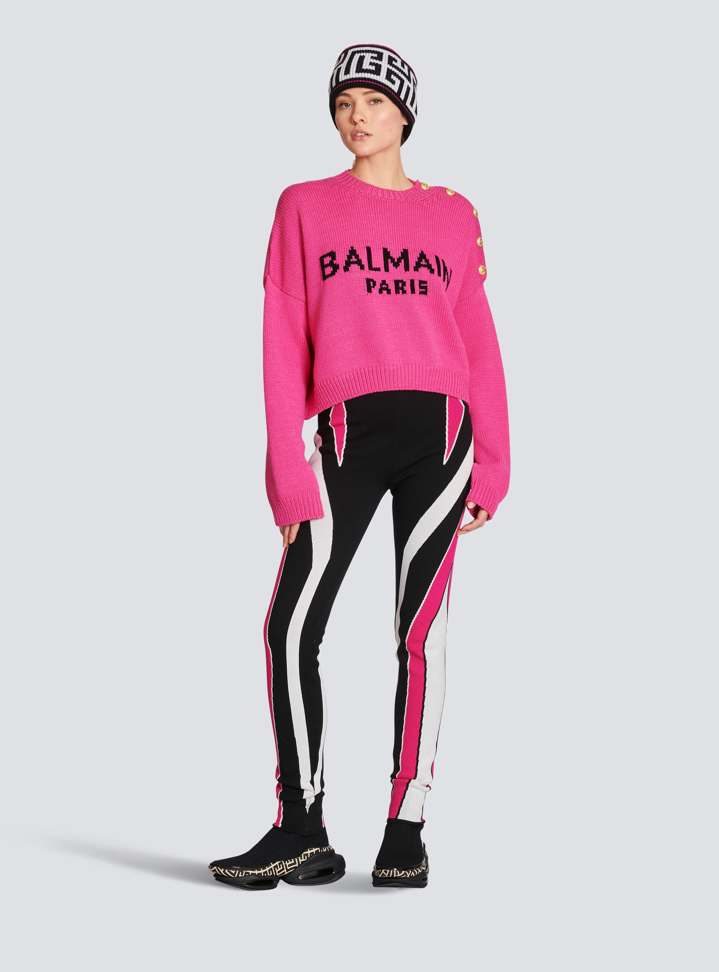 Balmain logo cropped knit jumper - 2