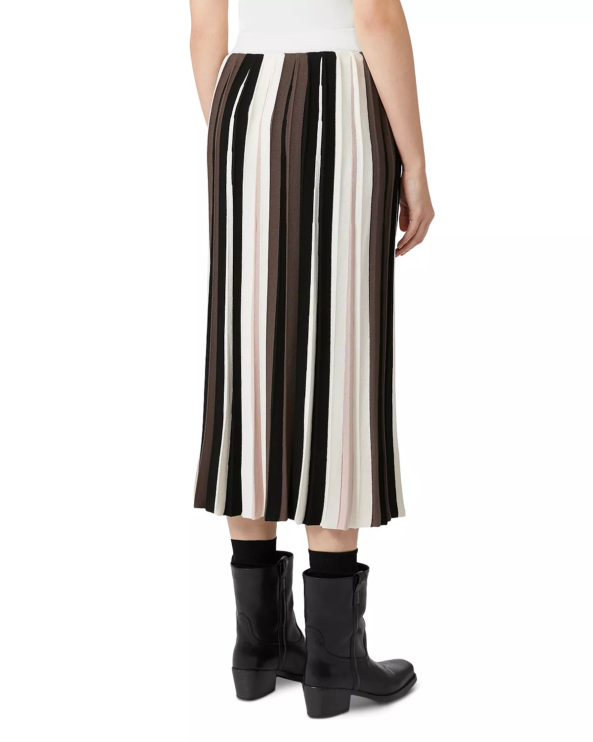 Pleiadi Multicolor Pleated Striped Skirt - 3