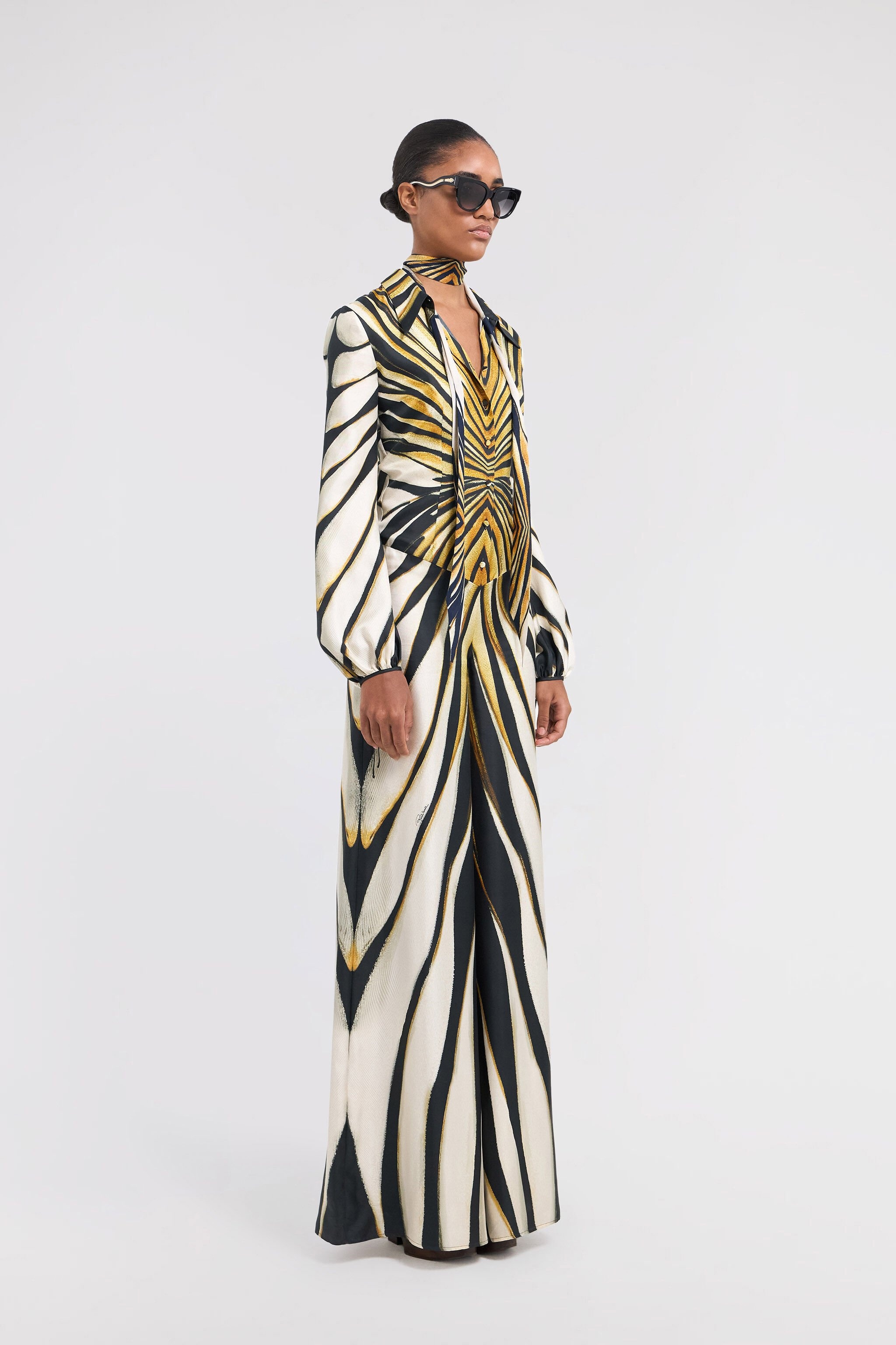 Ray Of Gold Print Silk Jumpsuit - 3