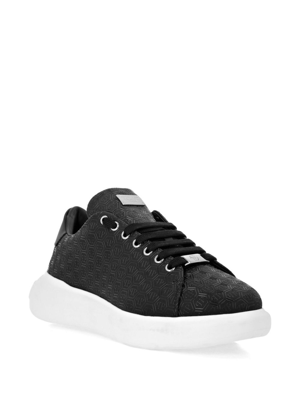 monogram-embossed leather sneakers - 2