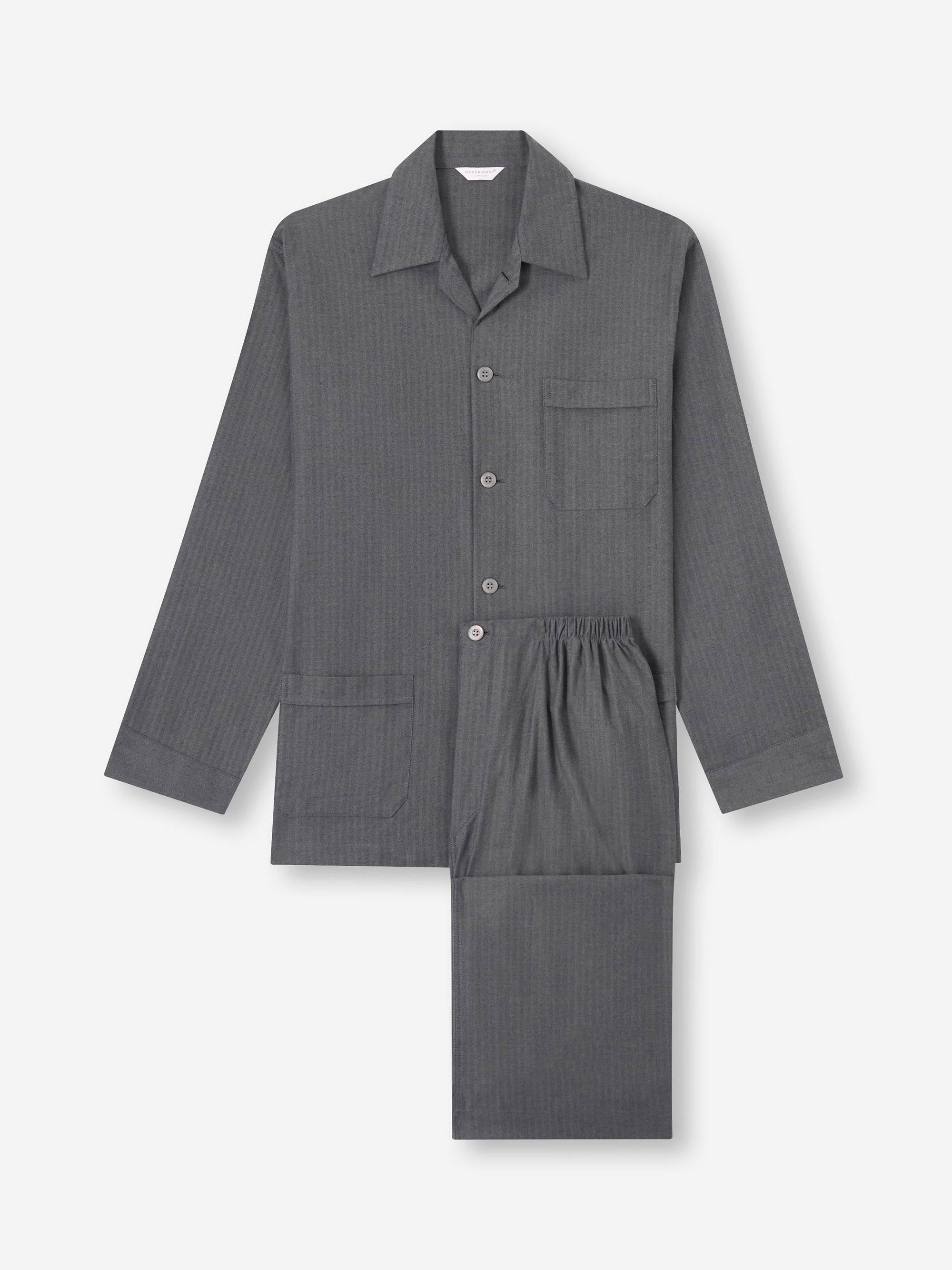 Men's Classic Fit Pajamas Balmoral Brushed Cotton Charcoal - 2