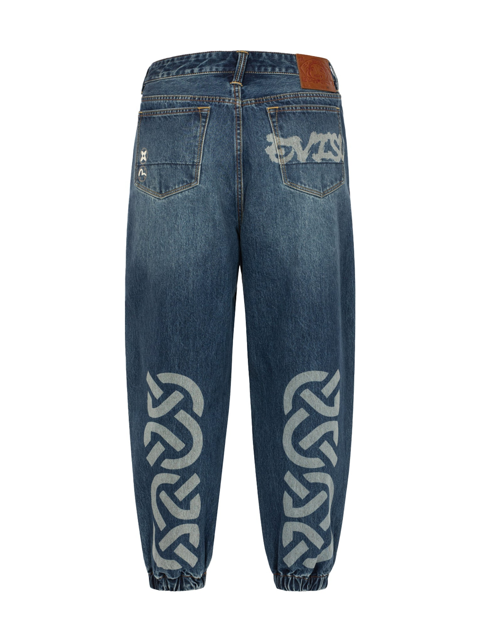 WHEEL OF WISDOM PRINT WIDE LEG DENIM JOGGERS - 17