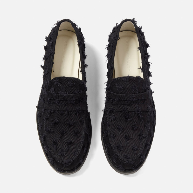 DUKE + DEXTER Wilde Black Punched Denim Penny Loafer - Men's outlook