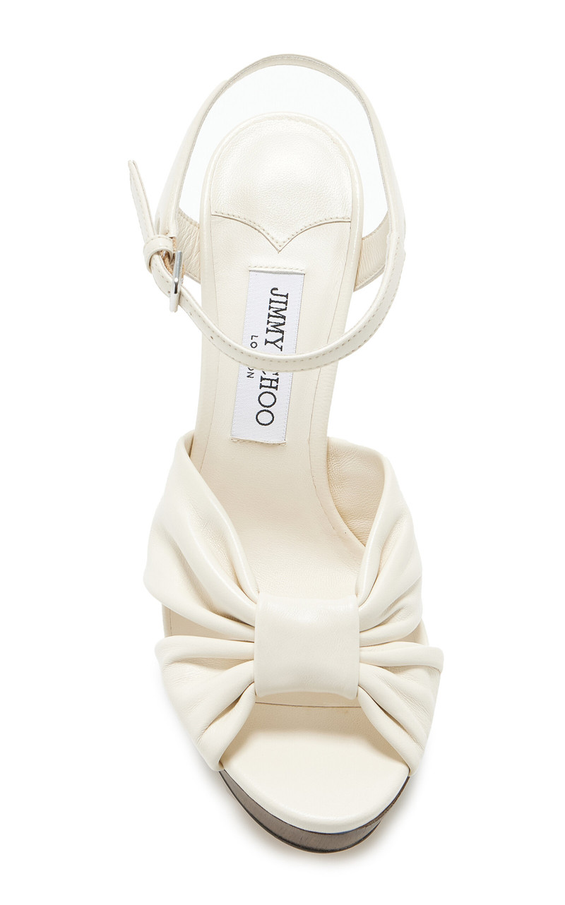 JIMMY CHOO Heloise Leather Platform Sandals white outlook