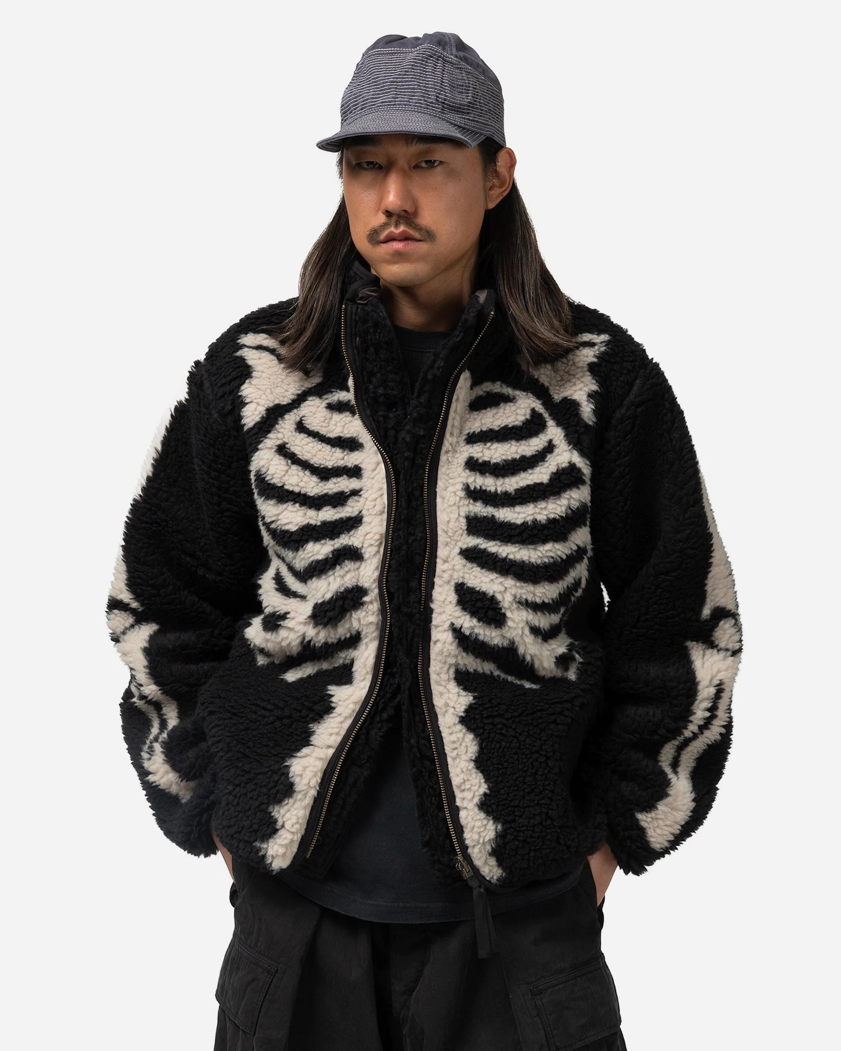 BONE Boa Fleece Reversible Blouson Black - 4