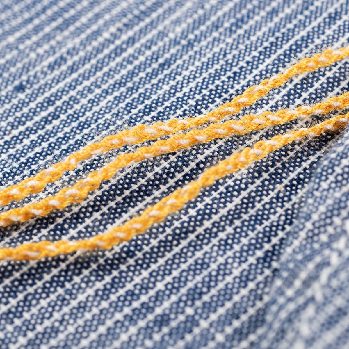 IHSH-285-PIN 5.5oz Selvedge Pinstripe Chambray Short Sleeve Work Shirt - Indigo - 12