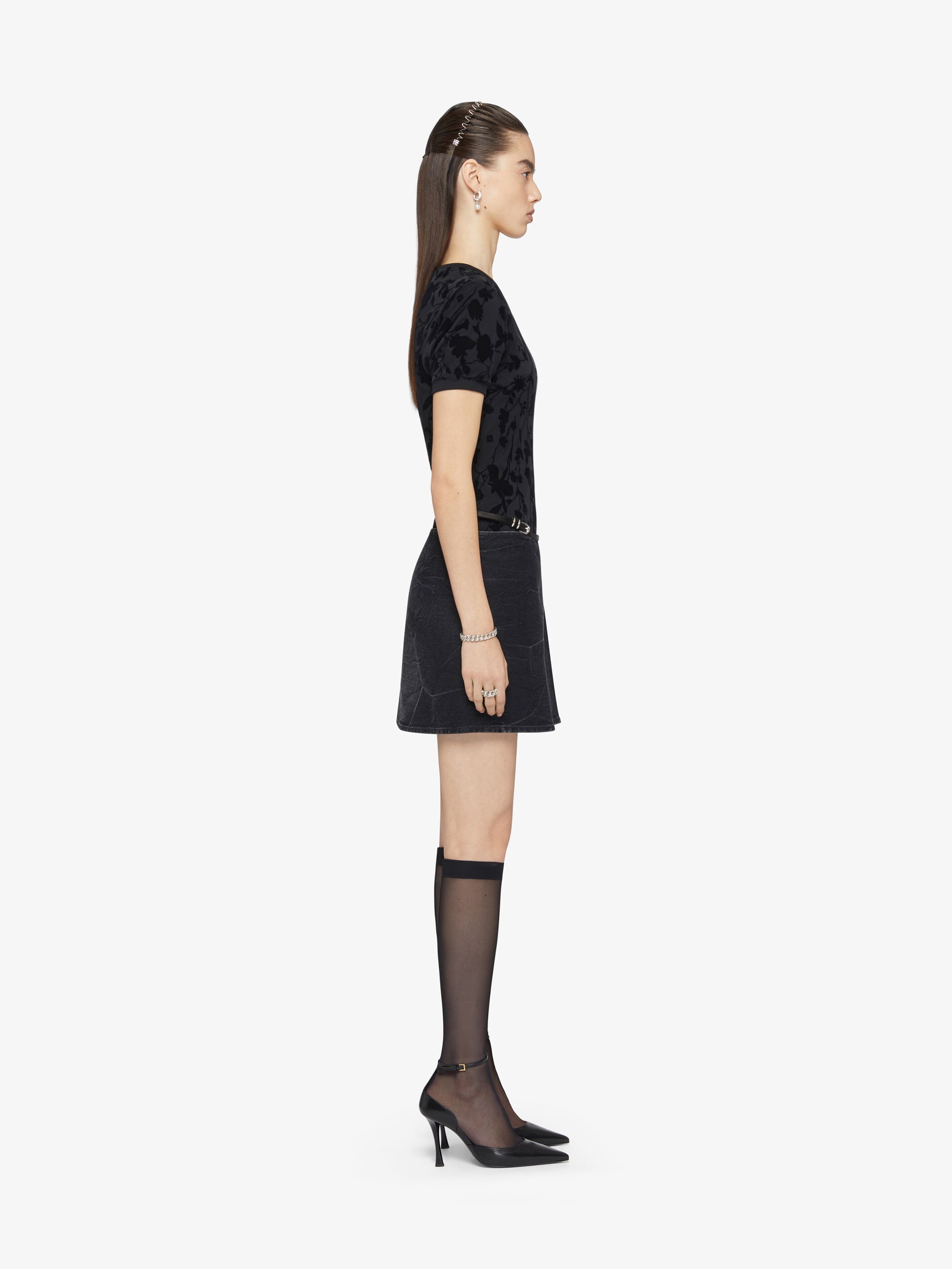 DOUBLE-LAYERED SLIM T-SHIRT IN COTTON AND TULLE - 3