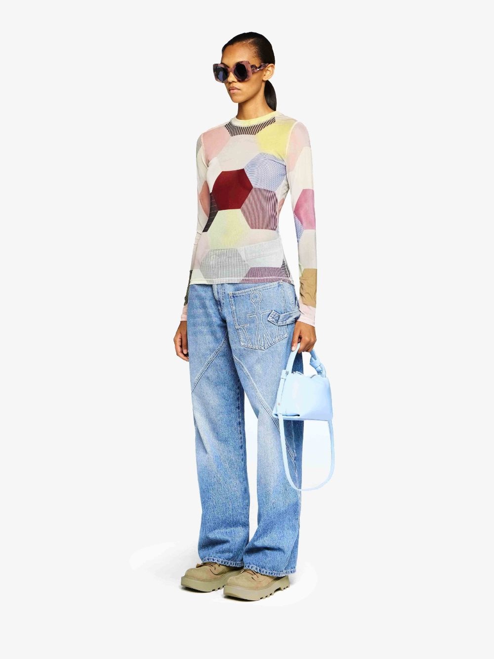 PATCHWORK' PRINT - SHEER LONG SLEEVE TOP - 4