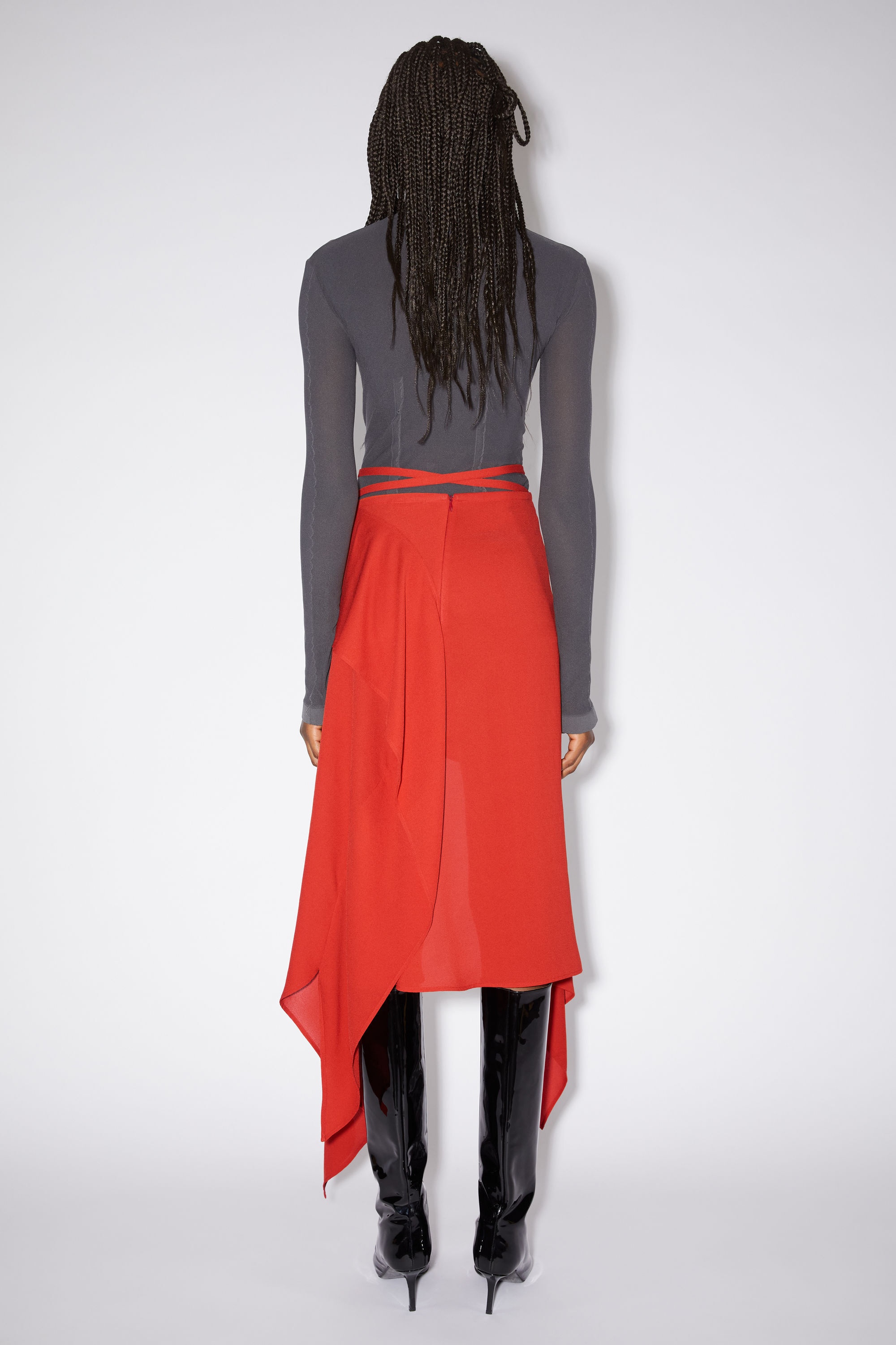 Draped skirt - Red - 3