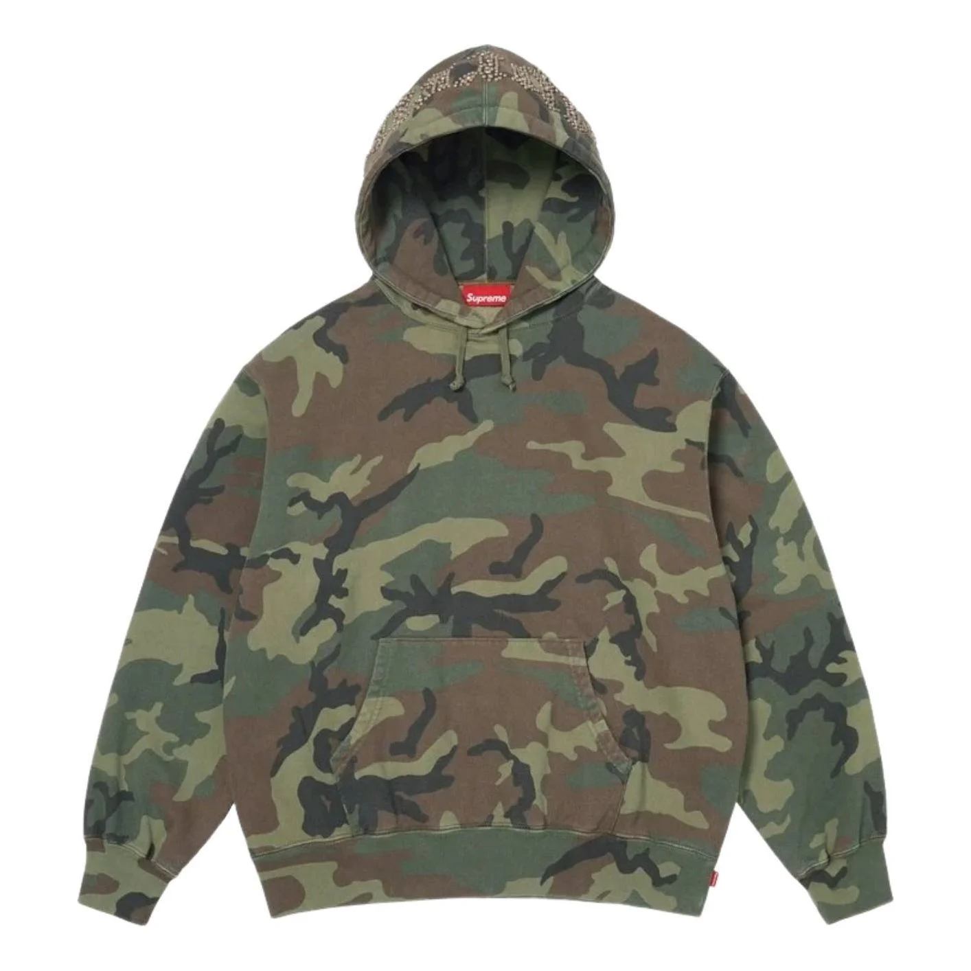 Supreme SS26 Overdyed Studded Hooded Sweatshirt 'Woodland Camo' SUP-SS26-154-CAM - 1