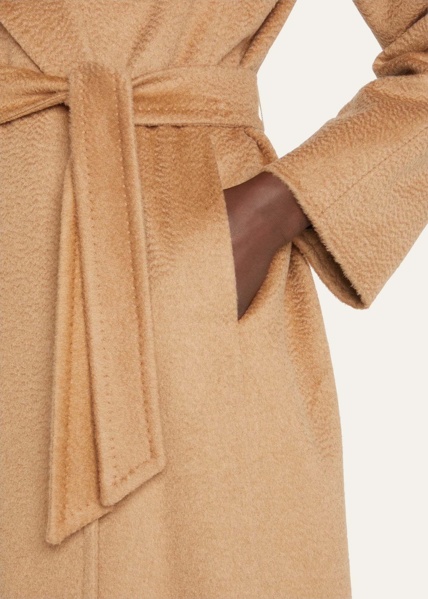 Manuela Belted Camel Hair Coat, Camel - 5