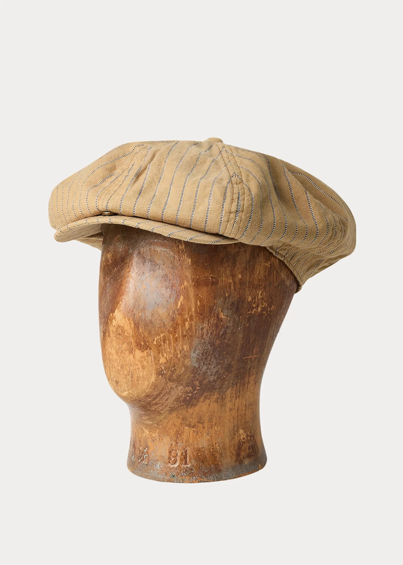 Striped Linen-Cotton Newsboy Cap 1