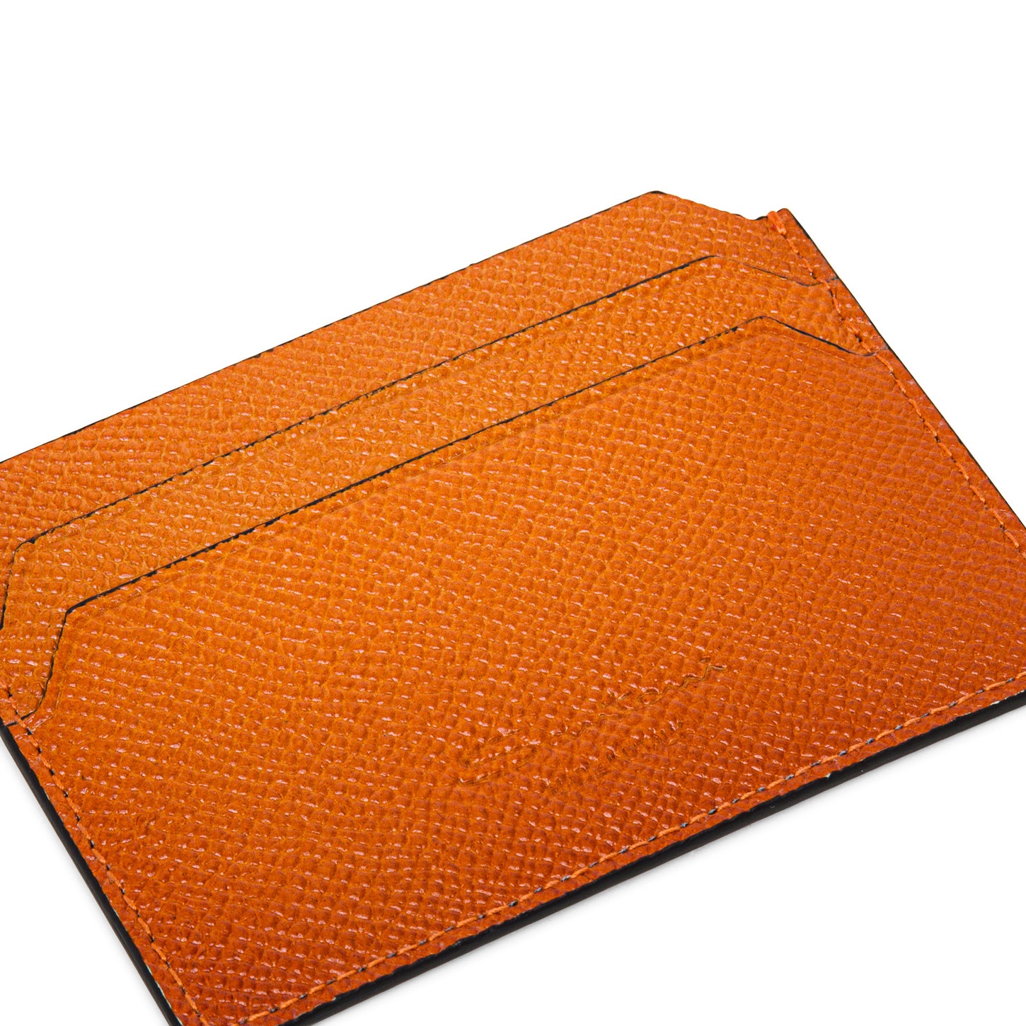 Orange saffiano leather credit card holder - 4