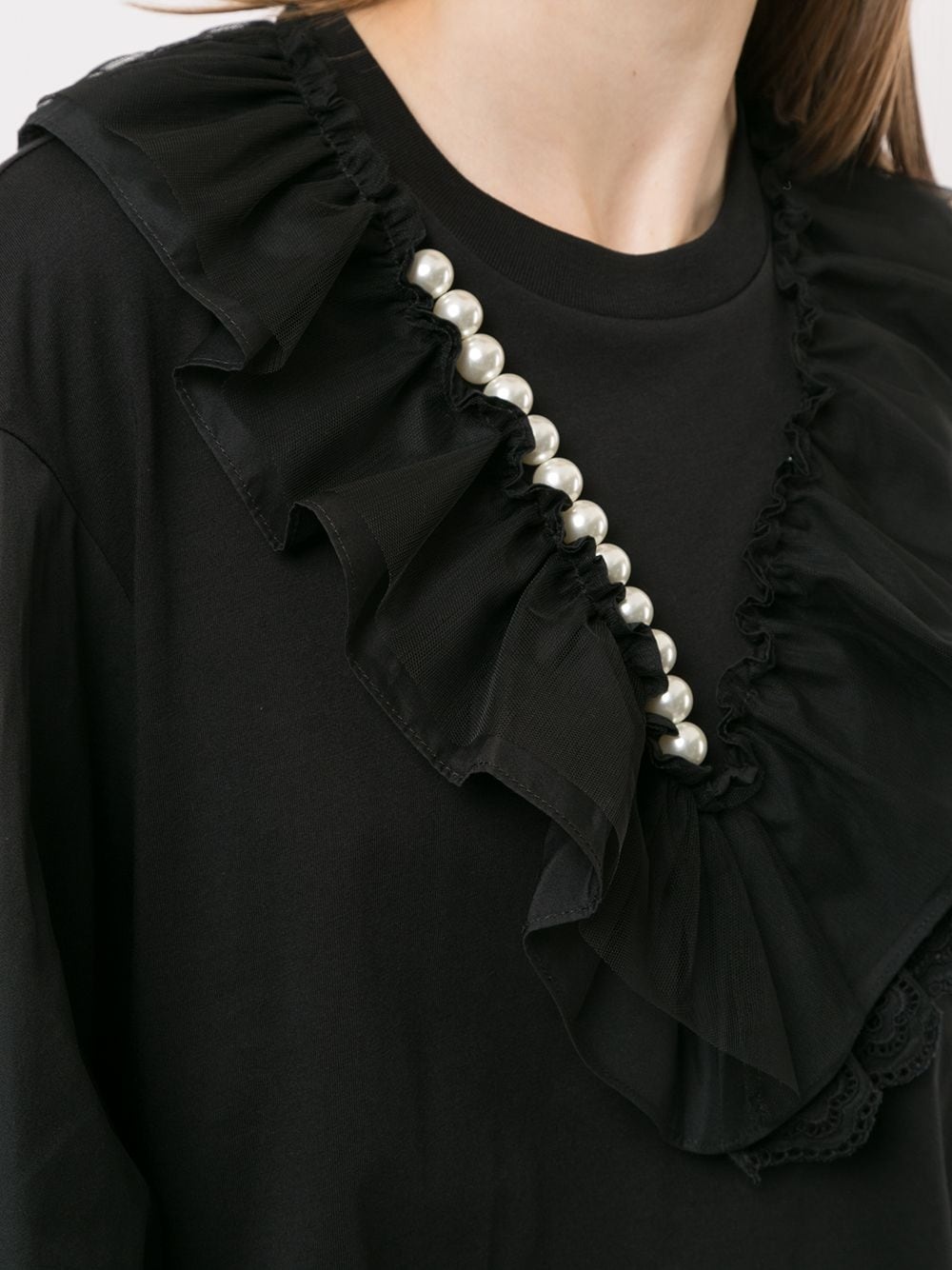 faux-pearl detail ruffle blouse - 5