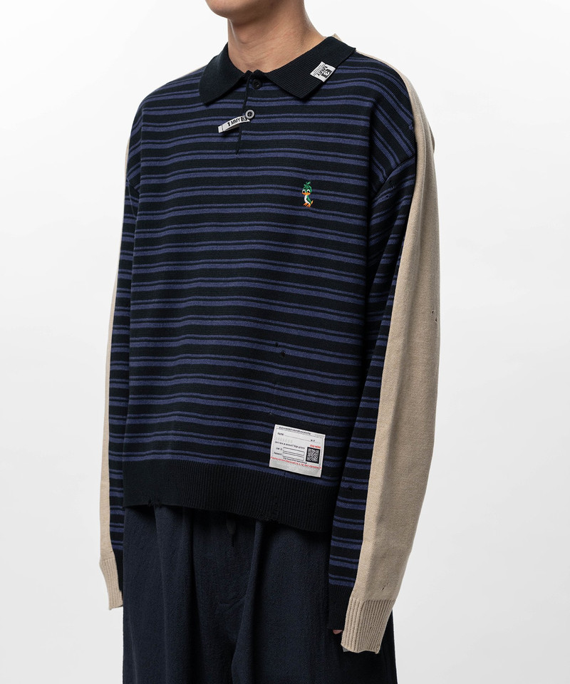 Front Back Combined Knit Polo Sweater 6