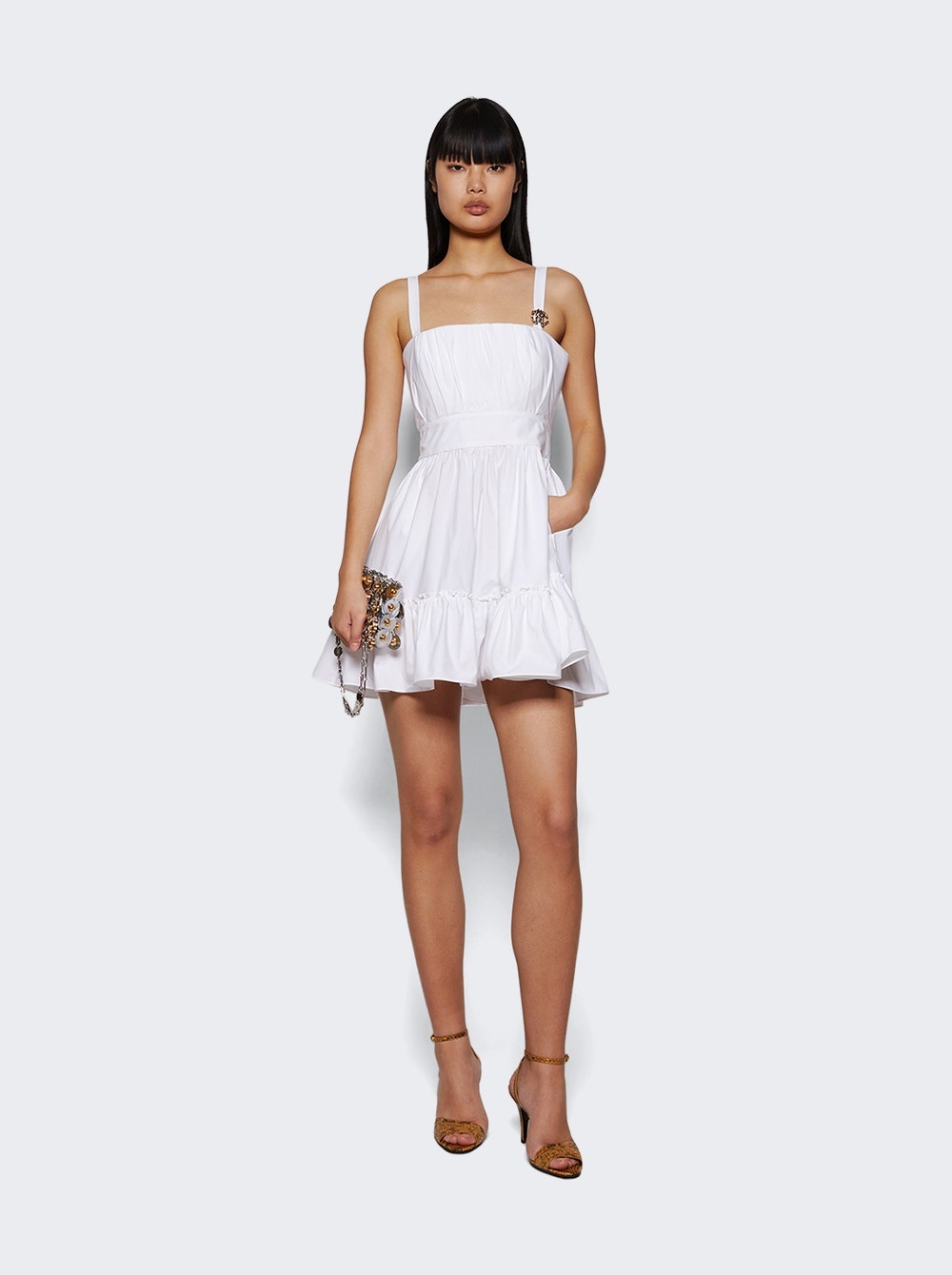 Dress With Metallic Mirror Snake Monogram White - 5
